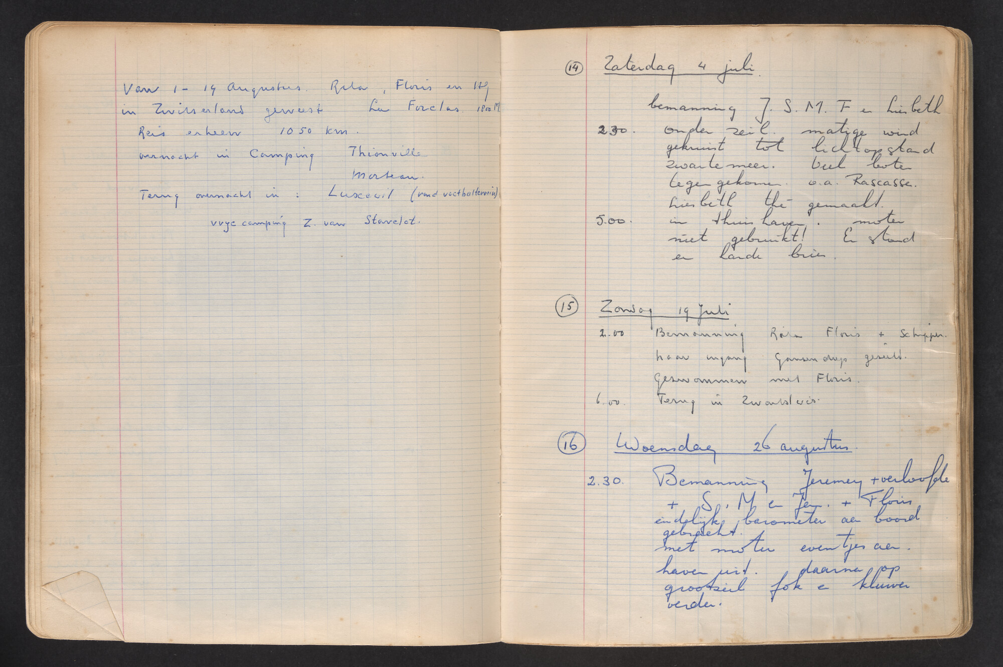 2017.0796; Logboek c.q. fotoalbum van o.a. reizen met zeeschouw Grutto in Nederland, 1963-1965; logboek
