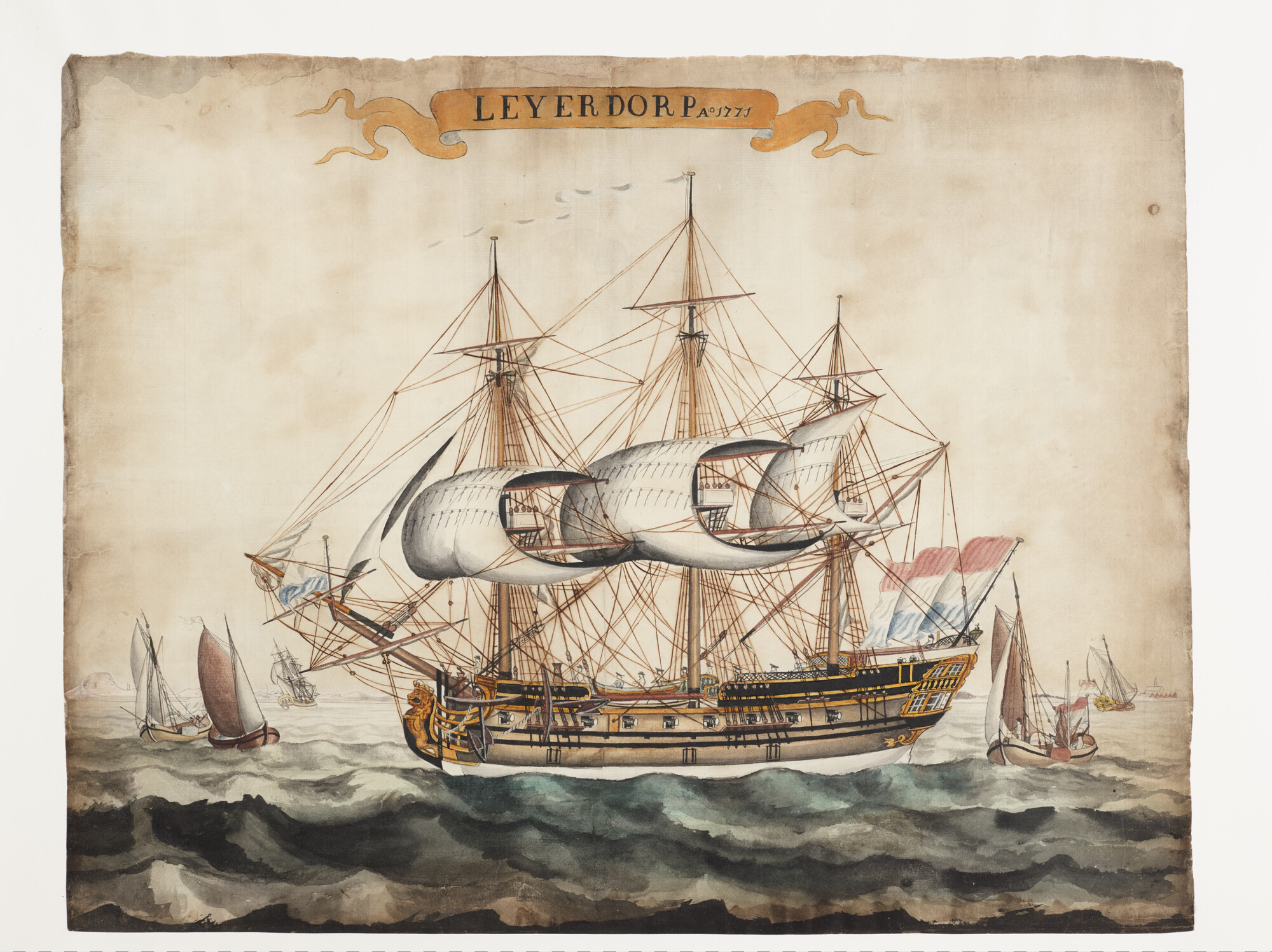 A.3495(02); Het retourschip 'Leyderdorp'; tekening