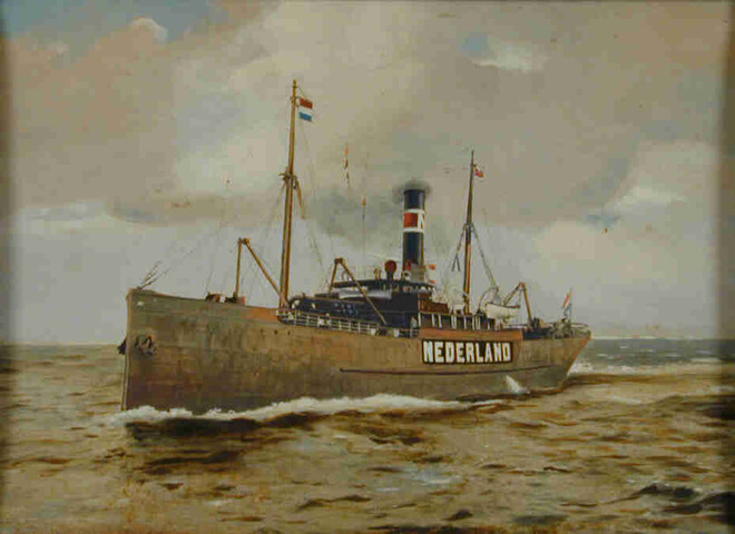A.5864; Het ss. Batavier VI van de rederij Müller & Co; schilderij