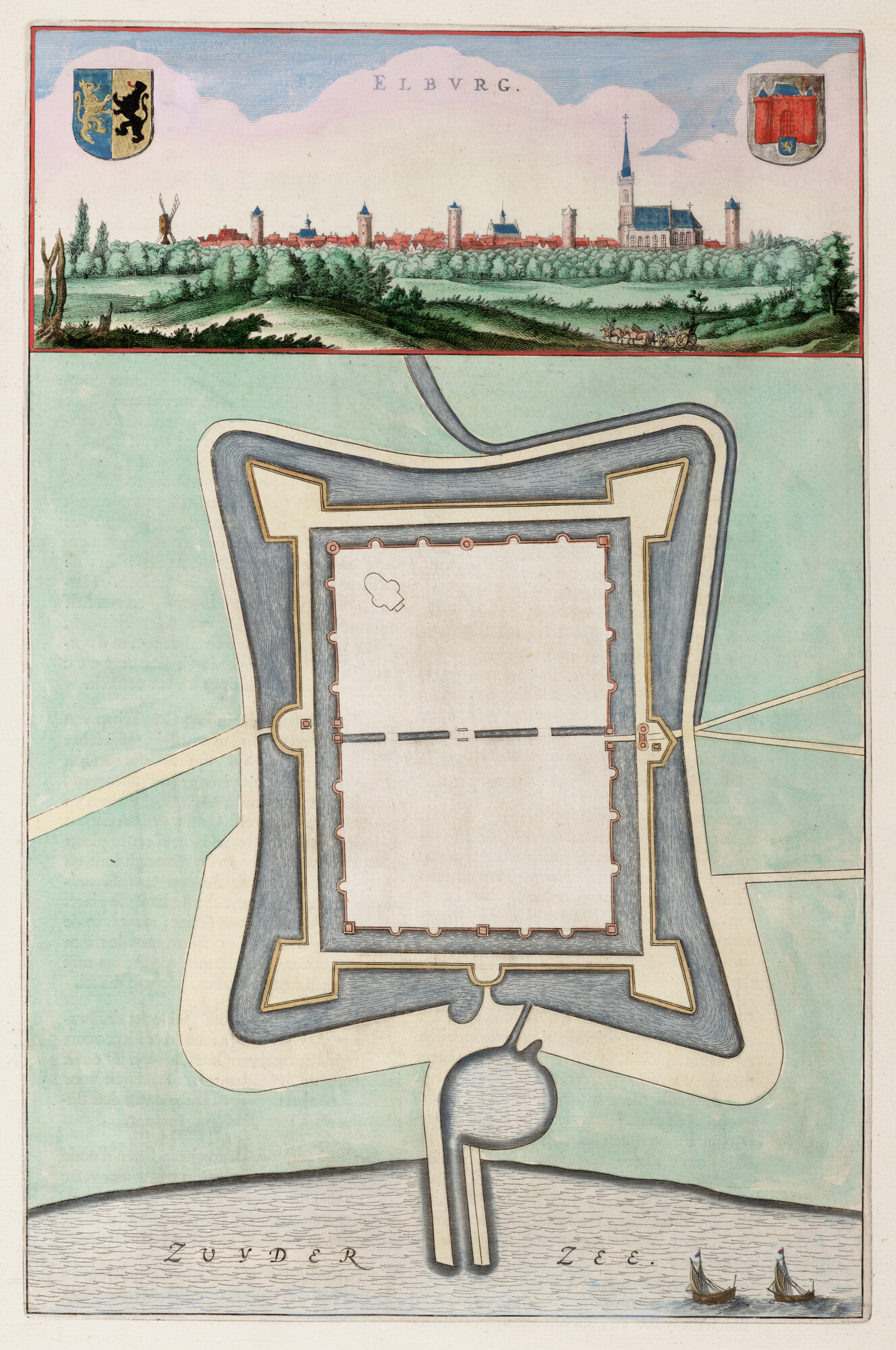 S.1034(15) [kaart 022]; Plattegrond van de versterkingen van Elburg; landkaart