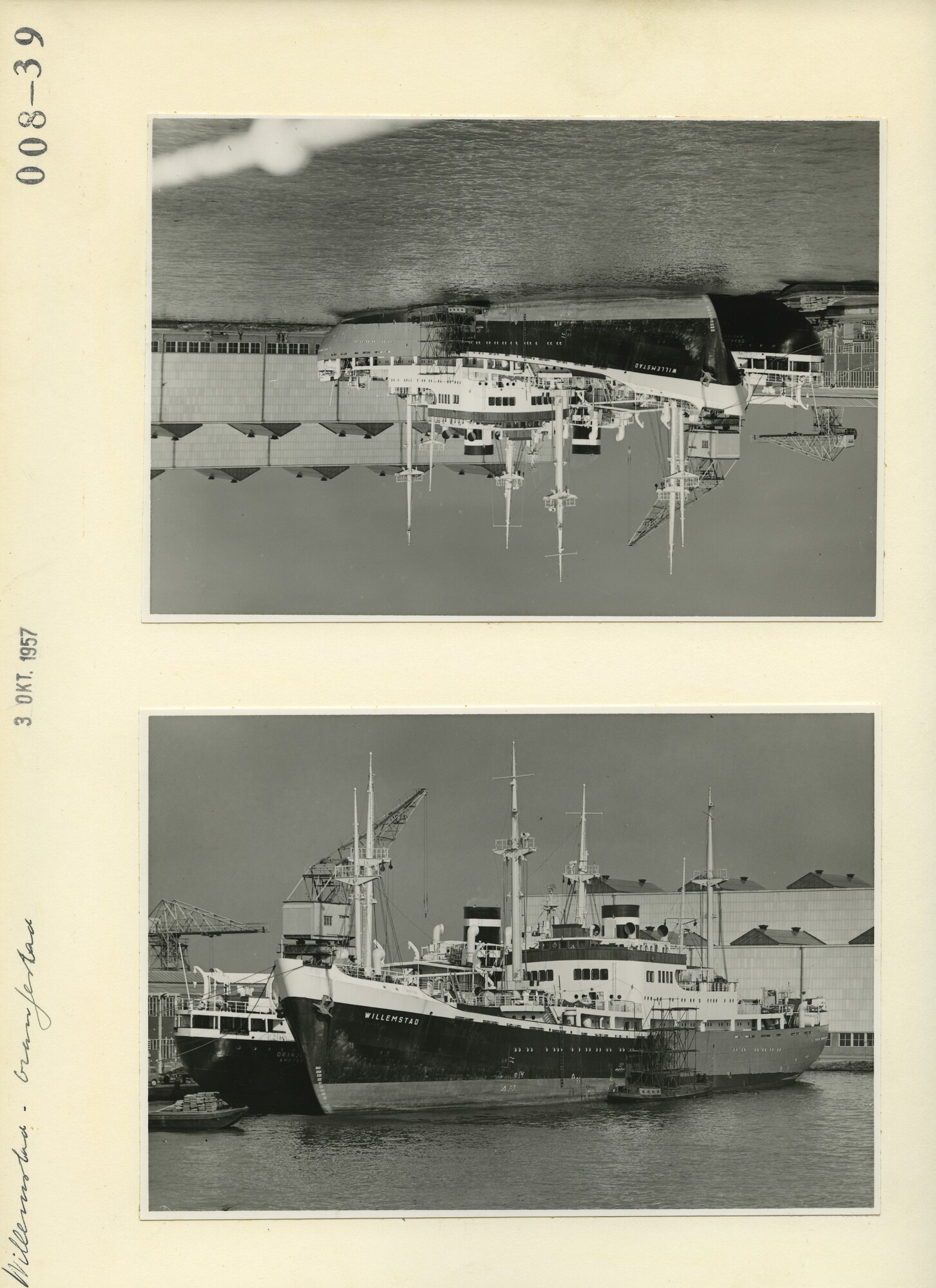 S.5444(3191)2; Foto van vracht-passagiersschepen ms. Willemstad en ms. Oranjestad van de KNSM; foto