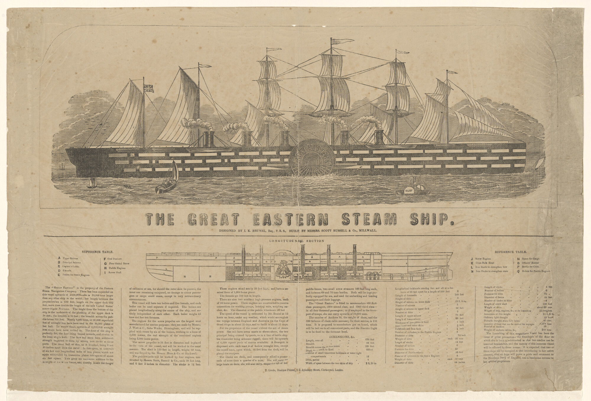 S.0452; Raderstoomschip 'De Great Eastern'; prent