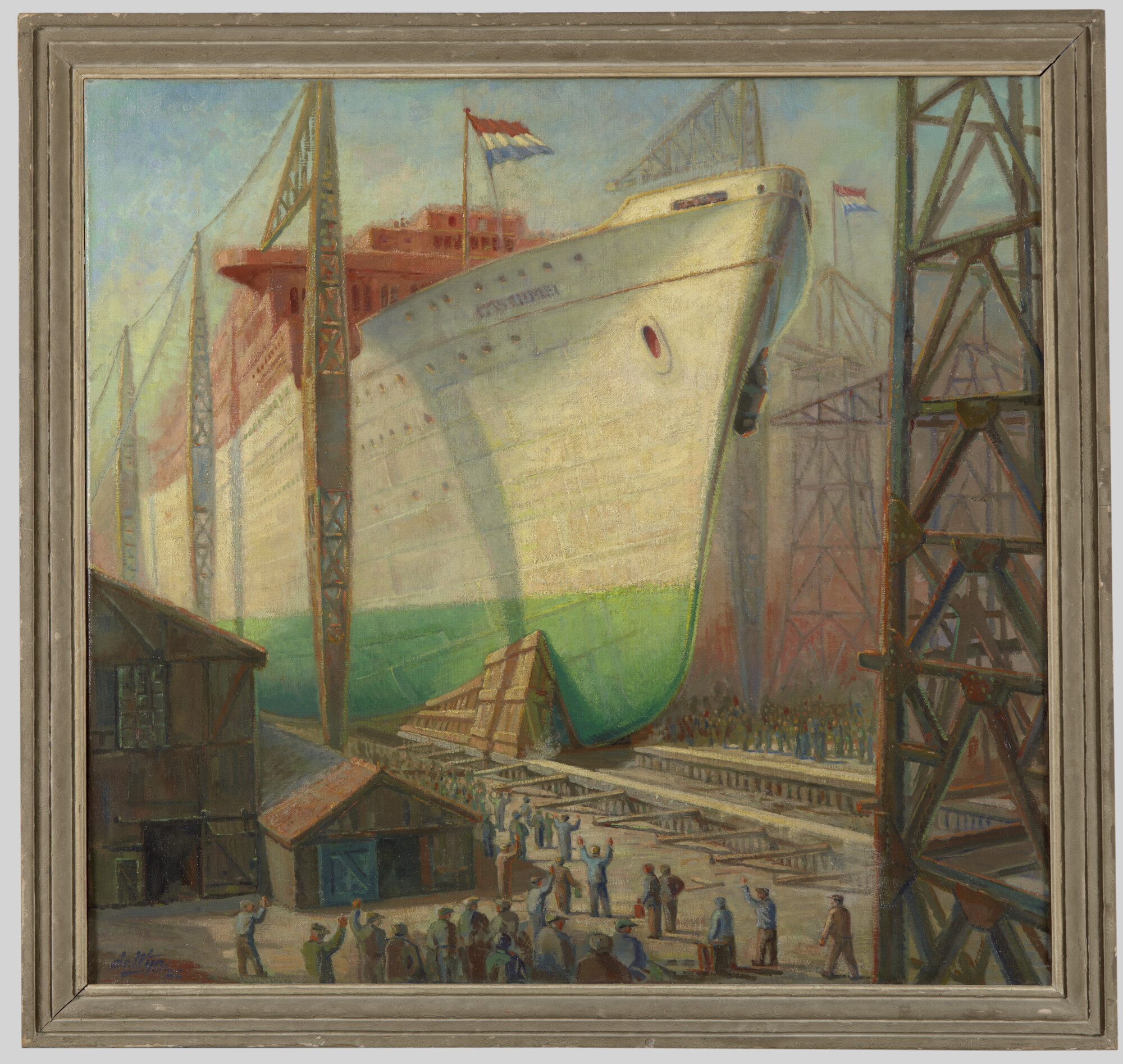 A.5290(02); De stapelloop van een schip; schilderij