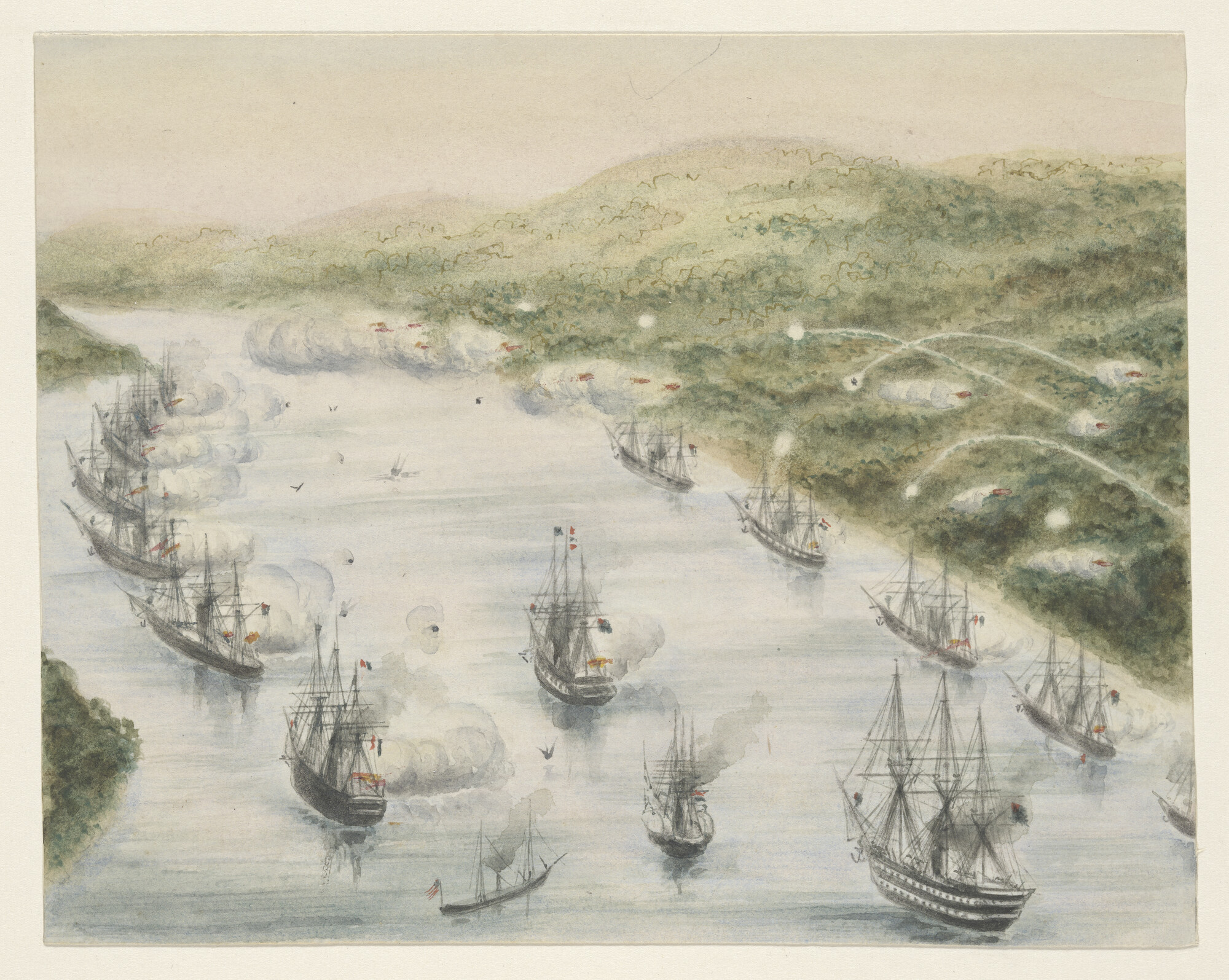 A.1361(25) [nr 0008]; De forcering van Straat Shimonoseki, 5 september 1864; tekening