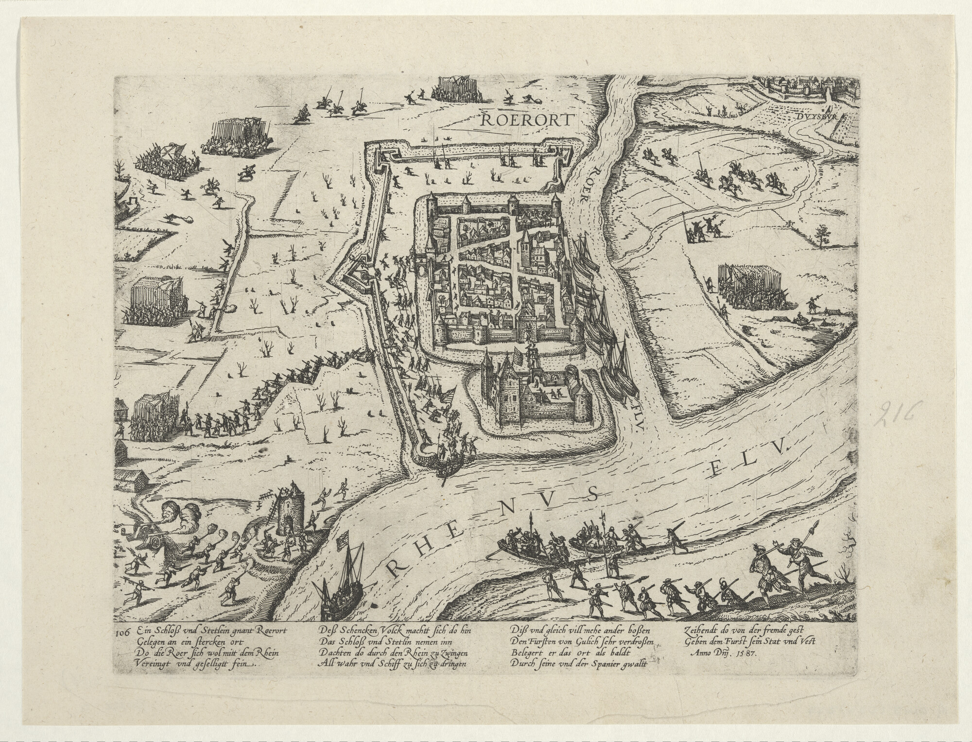 A.0145(027)277; Ruhrort aan Schenk ontnomen, 1587; prent