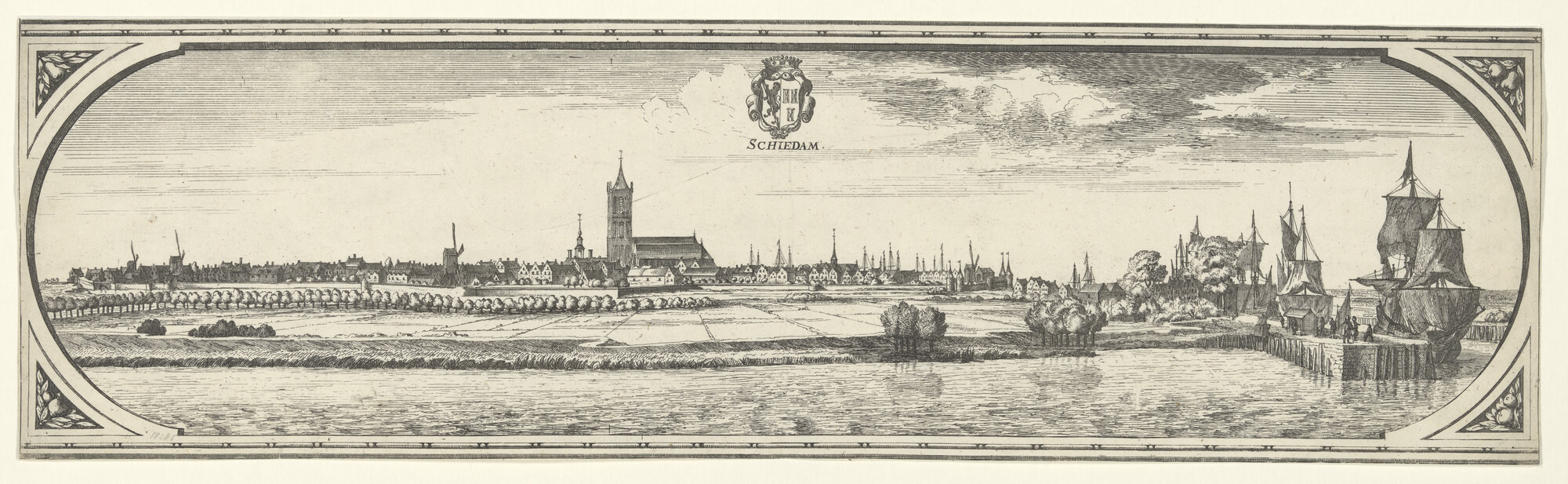 A.0145(143)4; Gezicht op Schiedam; prent