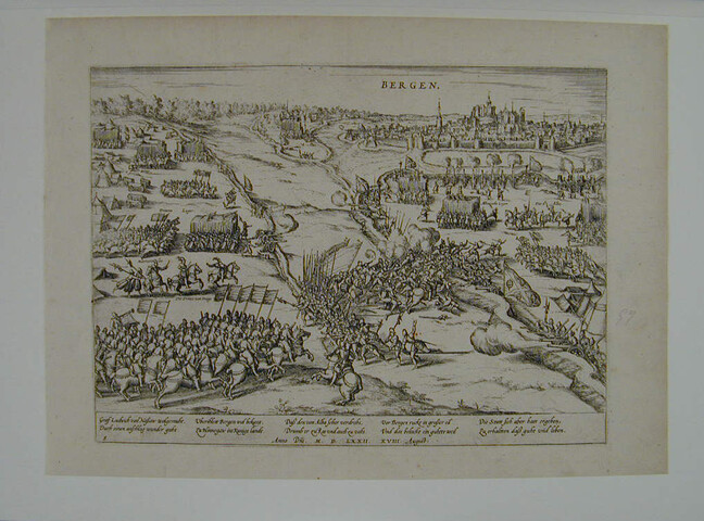 A.0145(027)120; Belegering van Bergen in Henegouwen door Alva, 18 augustus 1572; prent