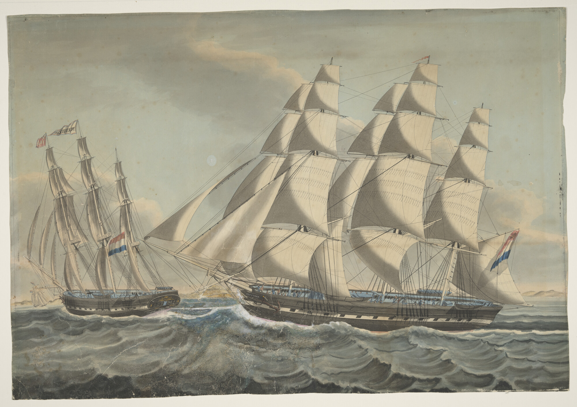A.1893(01); De fregatschepen Javaan en Neptunus; tekening