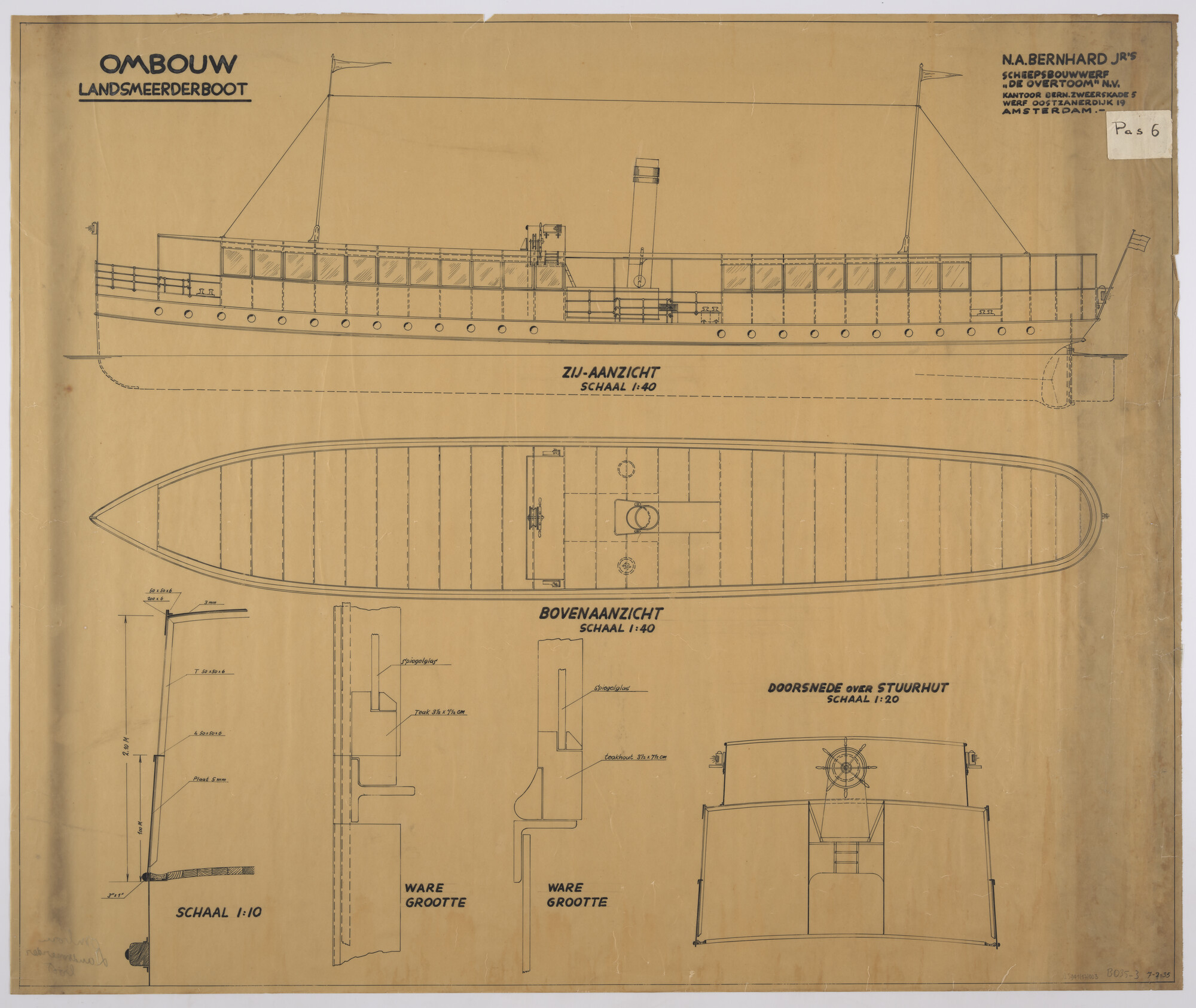 S.5941(17)003; Tekening verbouwing Landsmeerboot; technische tekening