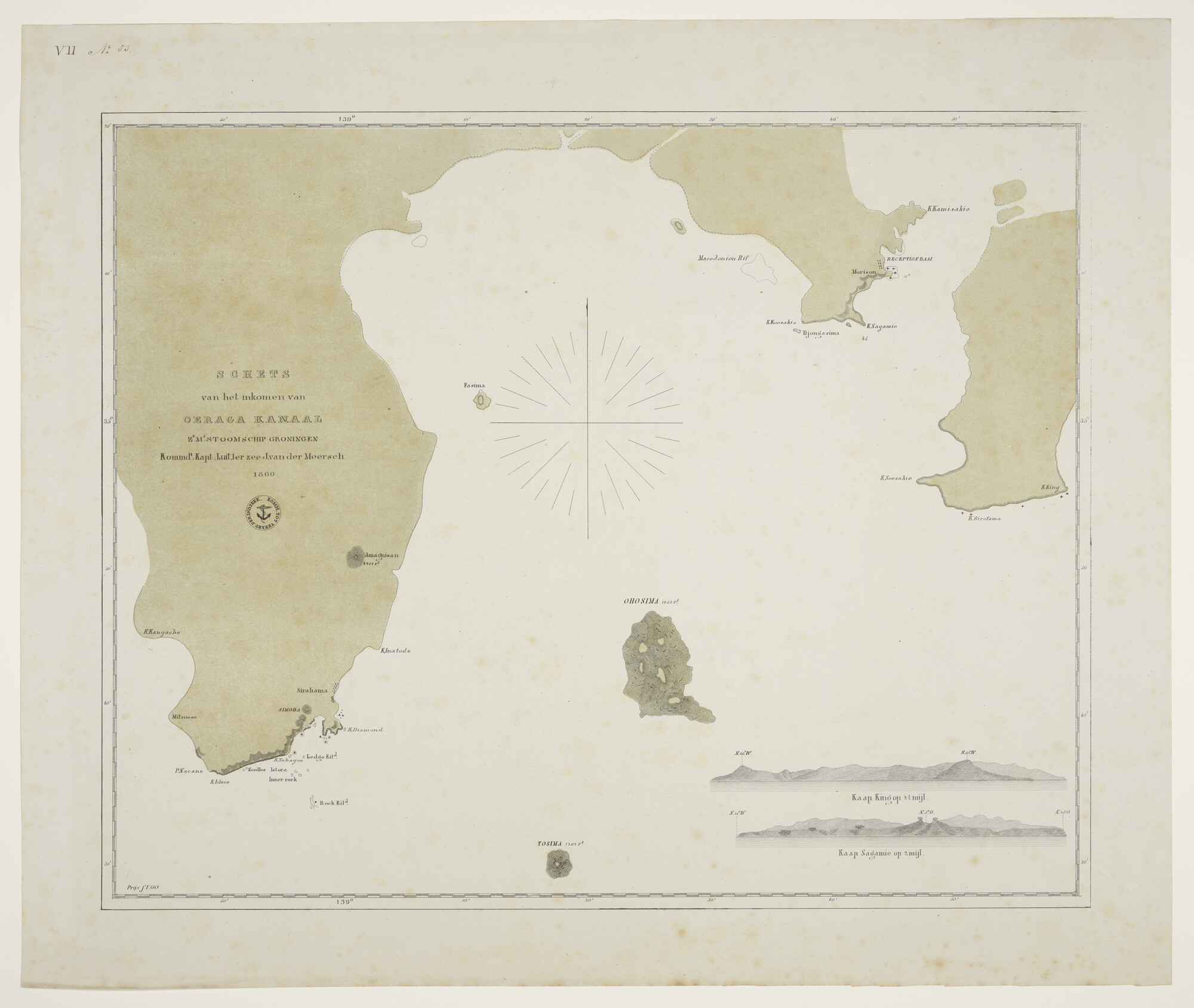 S.0521(092); Zeekaart van de zuidkust van Pulo Penang van verschillende opnemingen; zeekaart
