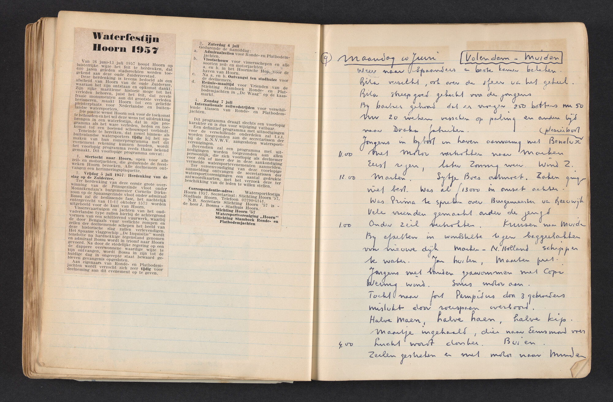 2017.0792; Logboek c.q. fotoalbum van reizen met zeeschouw Grutto in Nederland, 1955-1957; logboek