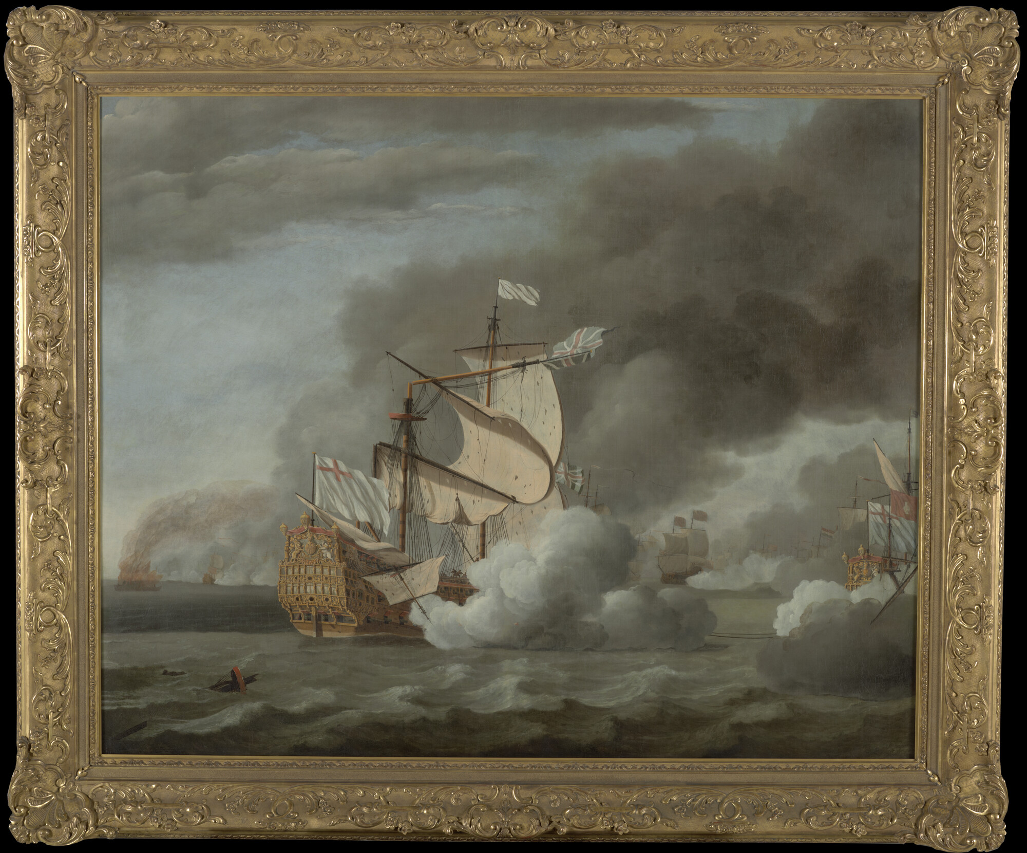A.0296; Het wegslepen van de Royal James tijdens de Vierdaagse Zeeslag, 1666; schilderij