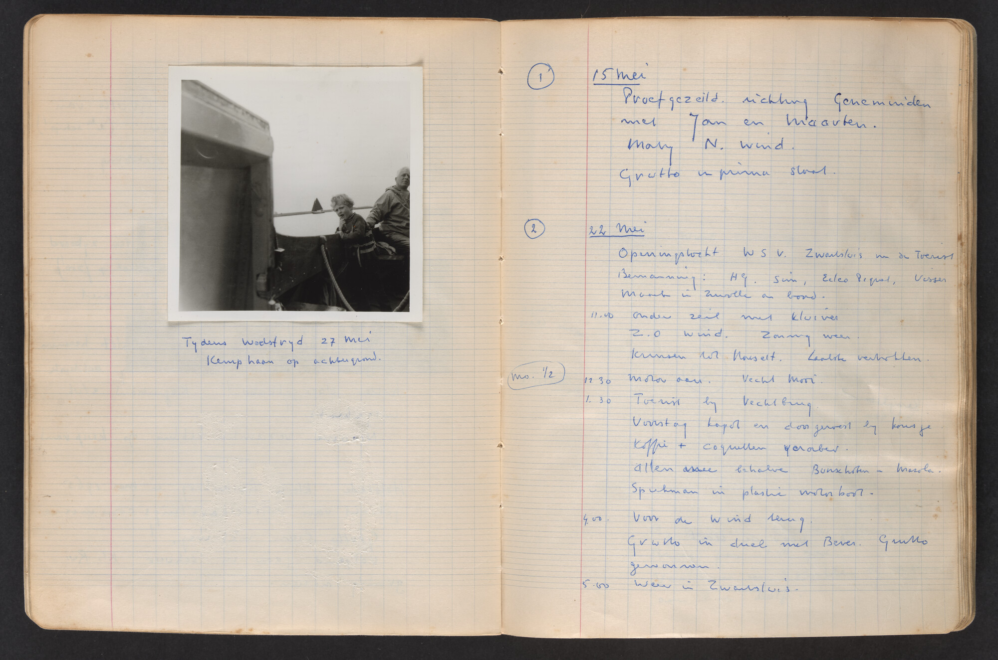 2017.0796; Logboek c.q. fotoalbum van o.a. reizen met zeeschouw Grutto in Nederland, 1963-1965; logboek