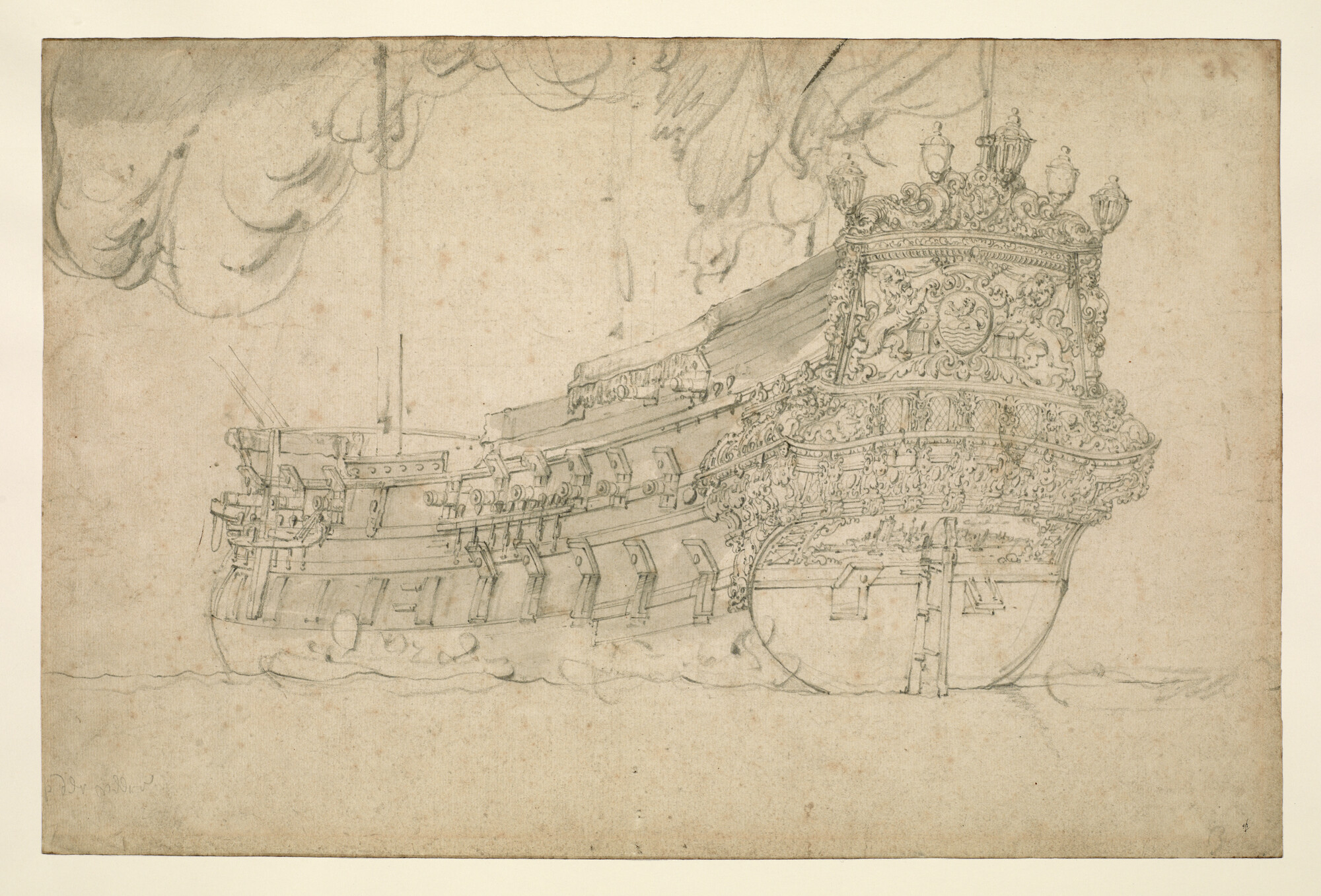 A.0149(0178); Het oorlogsschip Kampveere; tekening