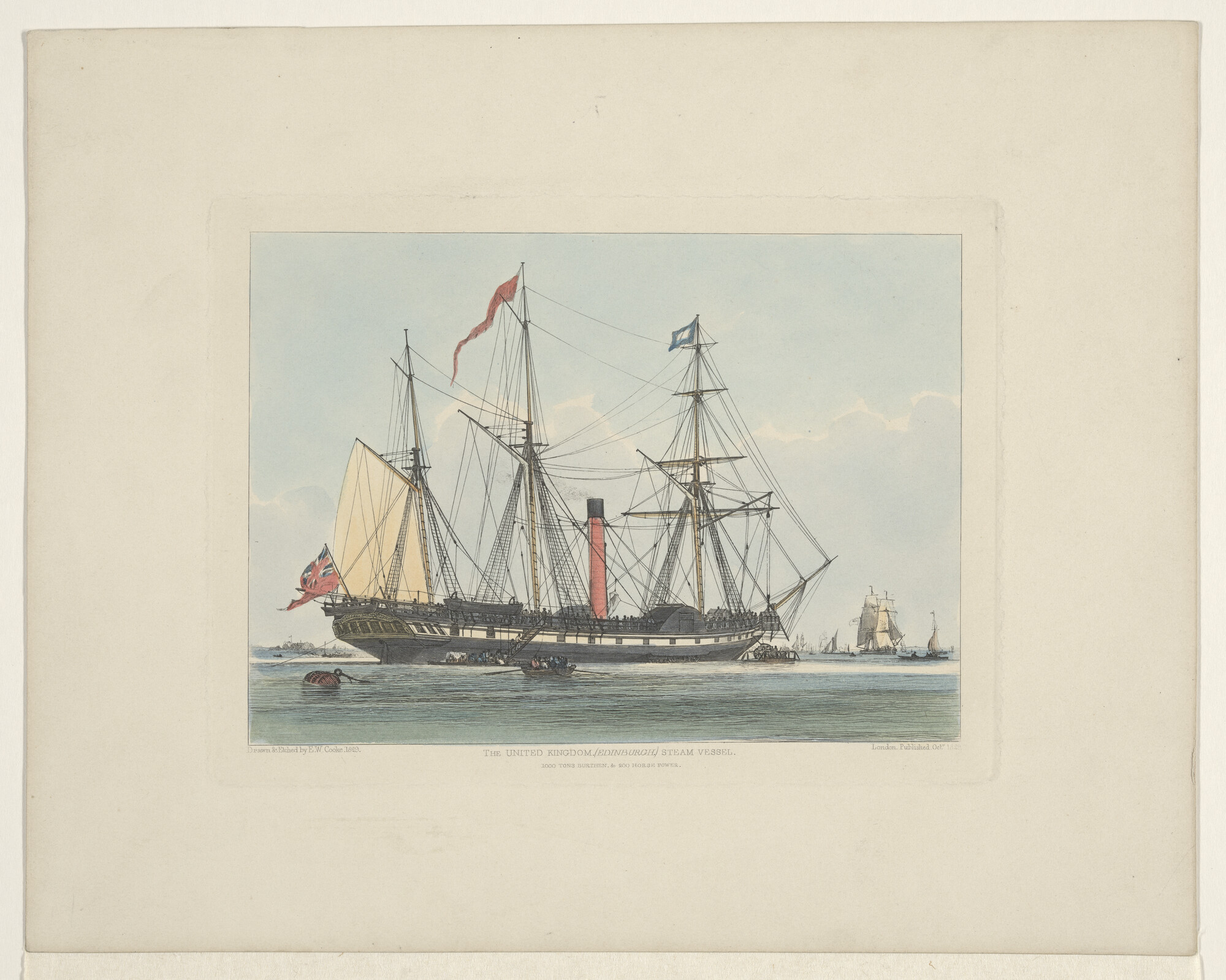 A.2427(06); Het Engelse raderstoomschip 'The United Kingdom'; prent