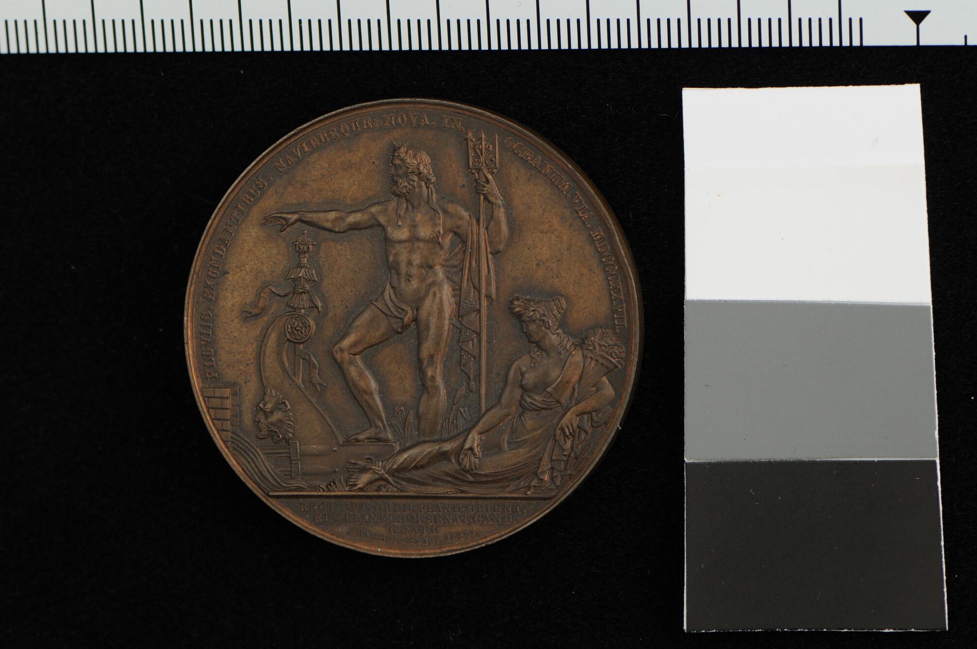 A.0058(14); Penning op de opening van het kanaal van Terneuzen naar Gent, 1827; penning