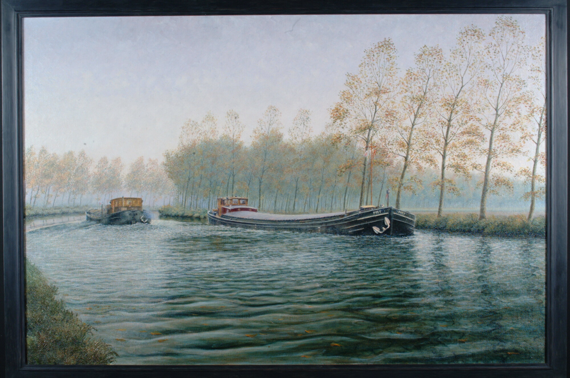 A.5148; Twee binnenschepen op de Zuidwillemsvaart; schilderij