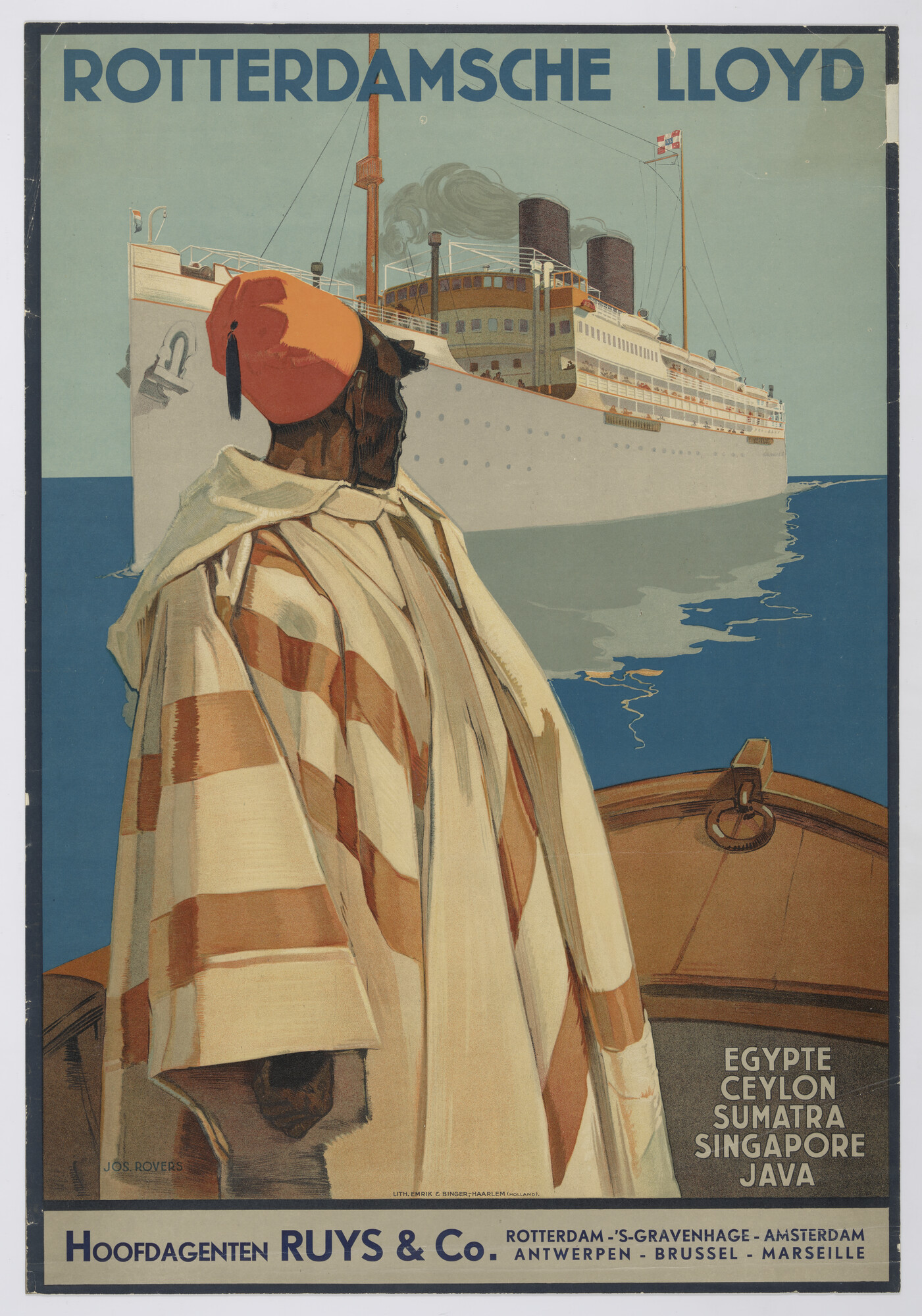 S.4294(11); Koninklijke Rotterdamsche Lloyd. Een Arabische man kijkt naar het passagiersschip ‘Patria’; affiche