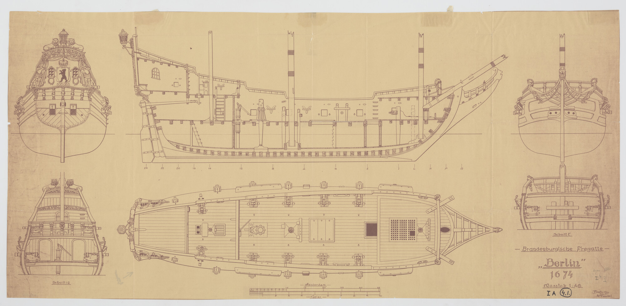A.5335(06); Algemeen plan van het Brandenburgse fregat 'Berlin'; technische tekening