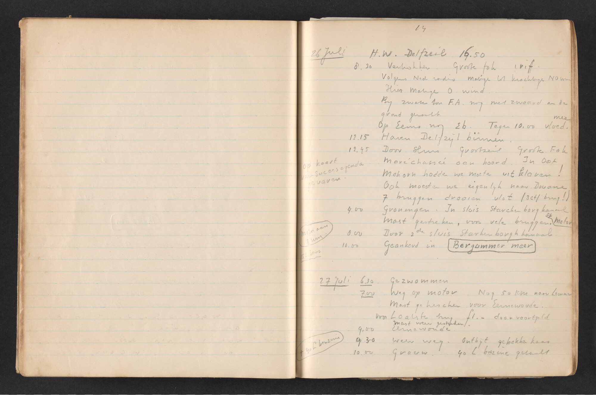 2017.0792; Logboek c.q. fotoalbum van reizen met zeeschouw Grutto in Nederland, 1955-1957; logboek