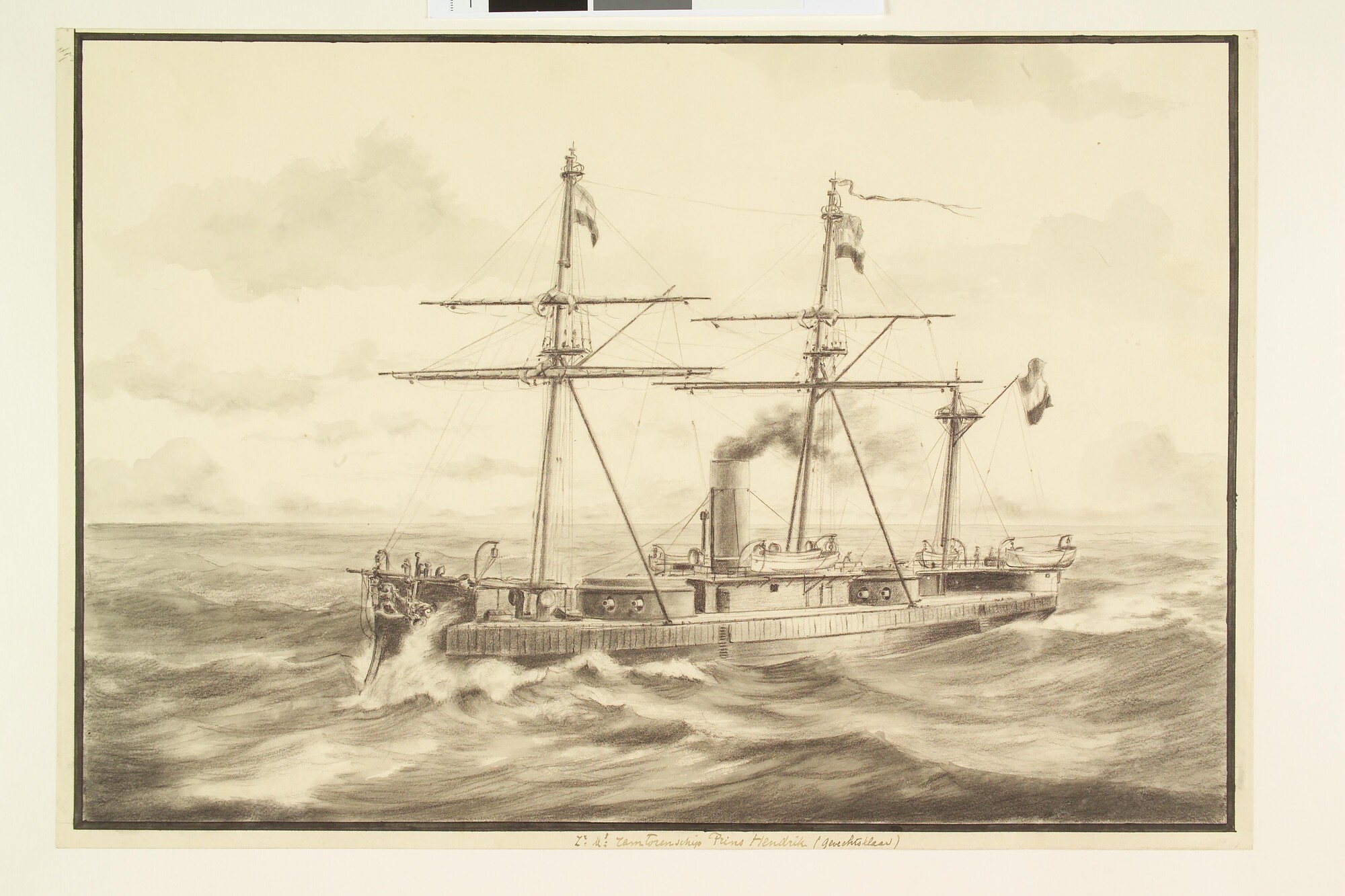 S.1187(01); Ramtorenschip Zr.Ms. 'Prins Hendrik der Nederlanden'; tekening