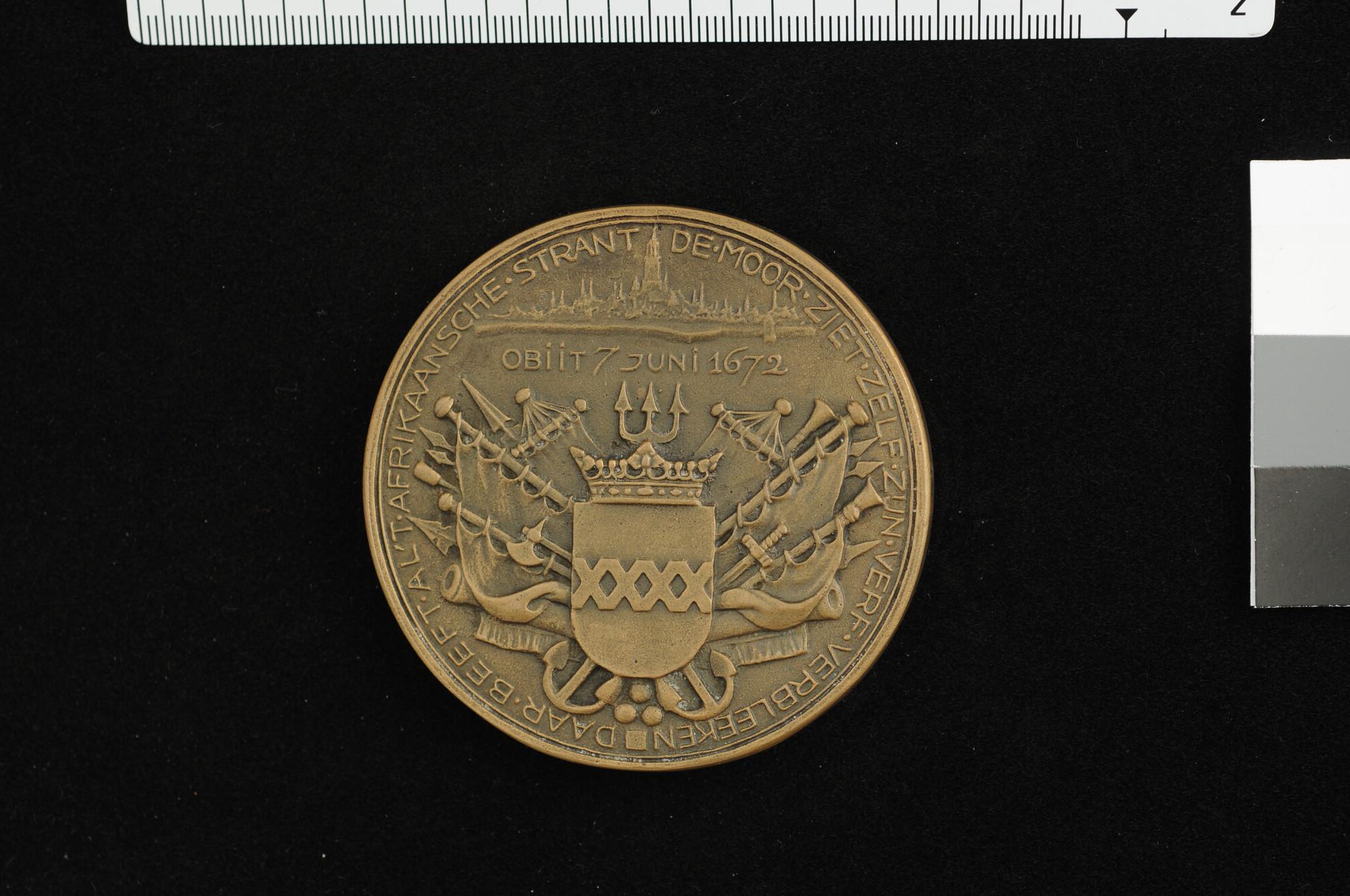 S.1696(08); Bronzen penning met portret van Willem Joseph baron van Ghent, 1938; penning
