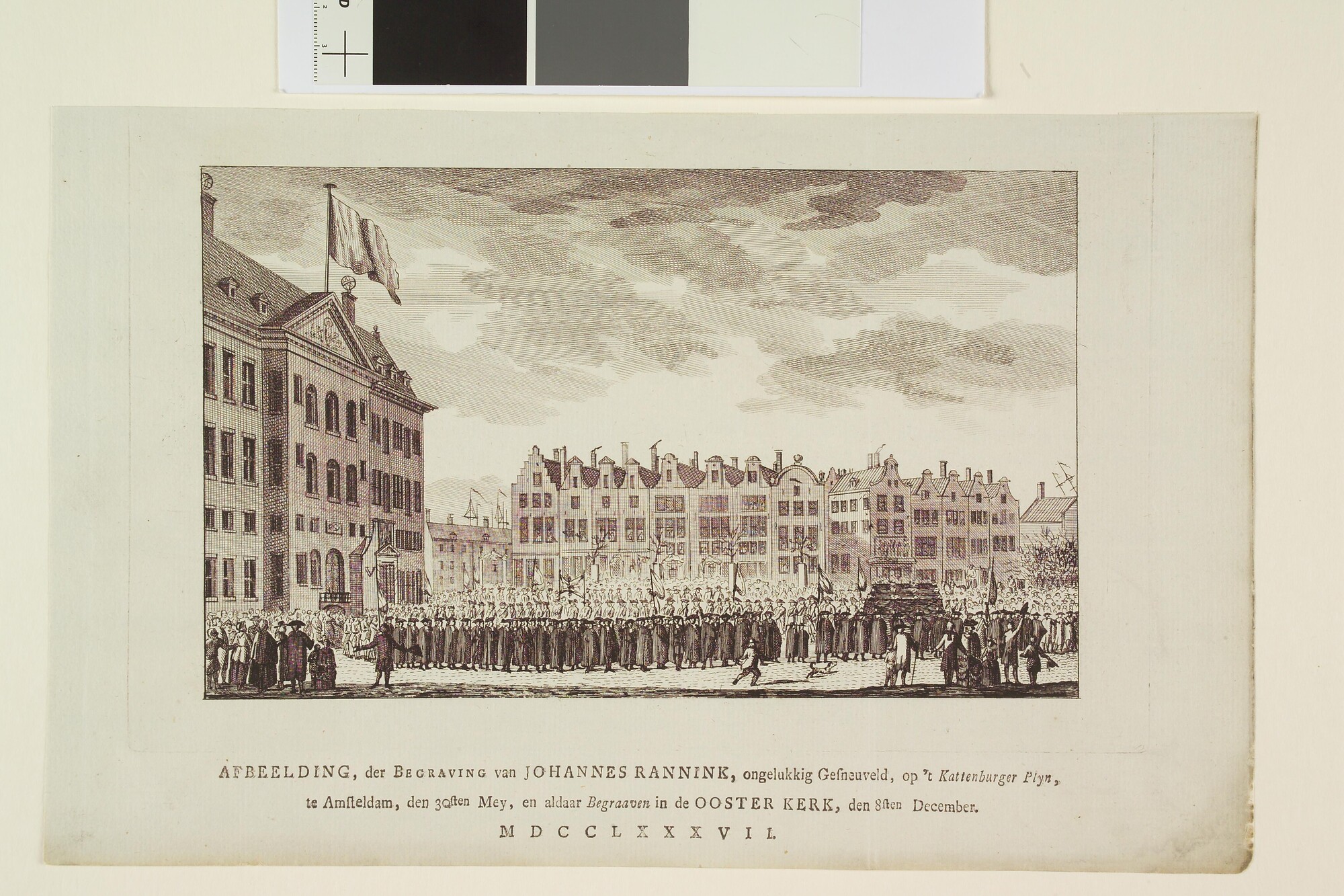 A.5354(02); De begrafenis van Johannes Rannink in de Oosterkerk, 8 december 1787; prent