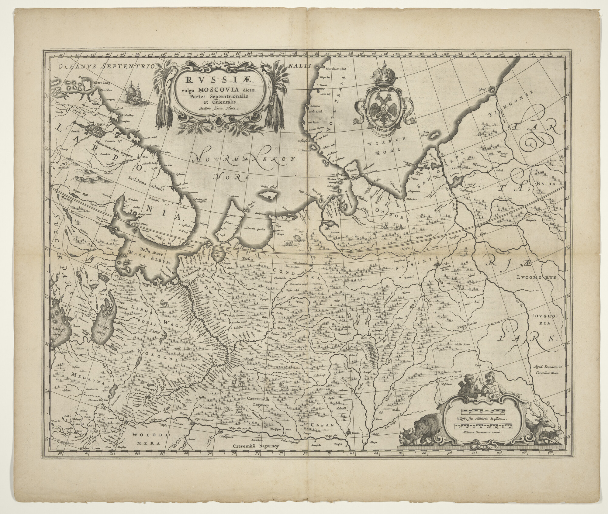S.2023(01)02; Kaart van noord-Rusland (Moscovië) door Isaac Massa (1586 - 1643); landkaart