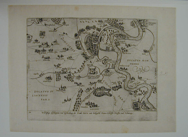 A.0145(027)265; Kaart van Neuss met het omliggende land, 1585; prent
