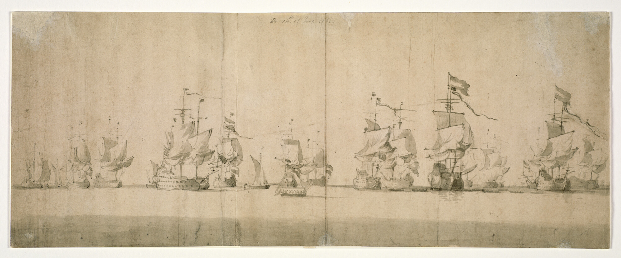 A.1815; De vierde dag van de Vierdaagse Zeeslag, 1666; tekening
