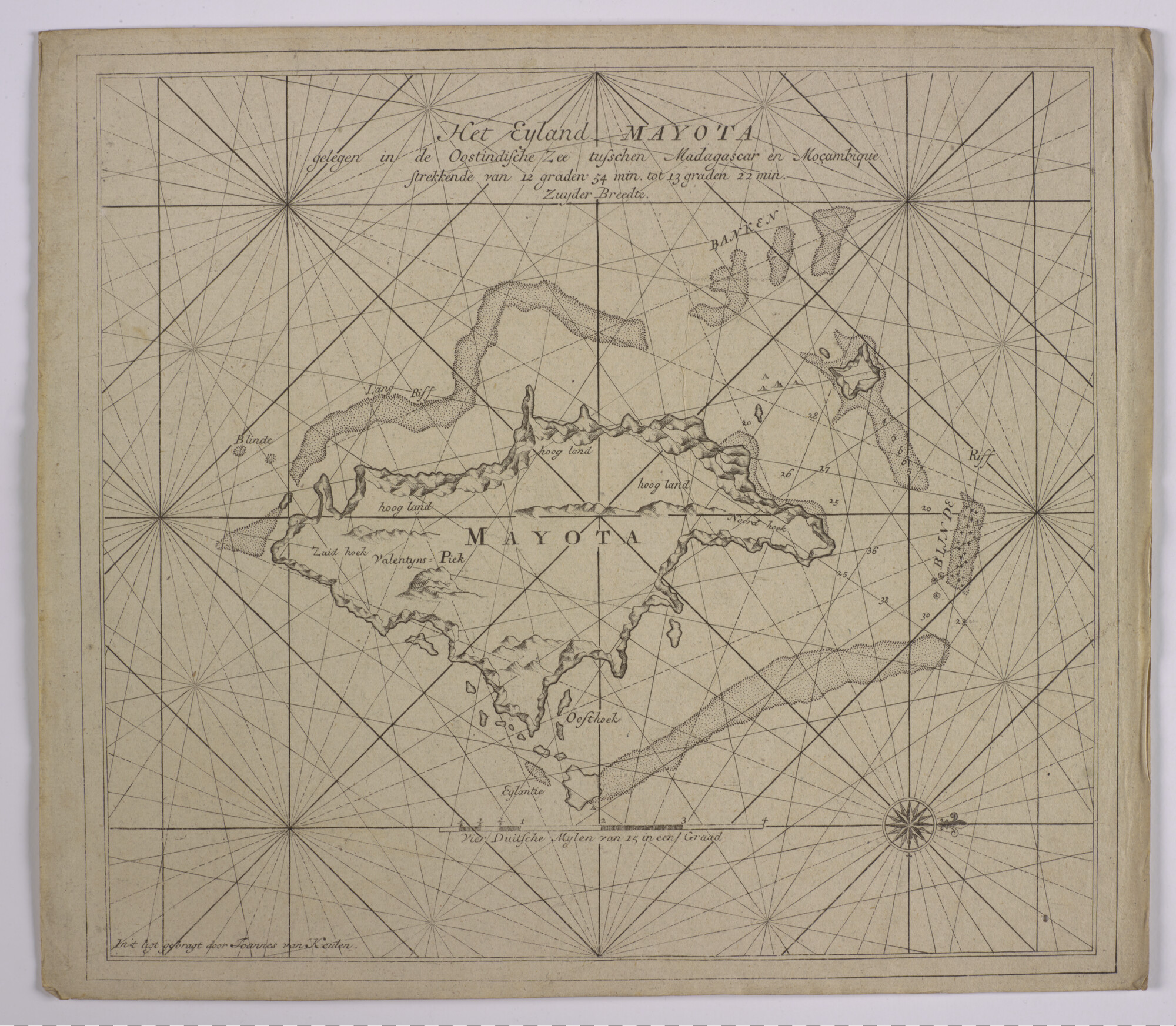 S.0966(28); Detailkaart van het eiland Mayota (het huidige Mayotte), een van de Comoren; kaart