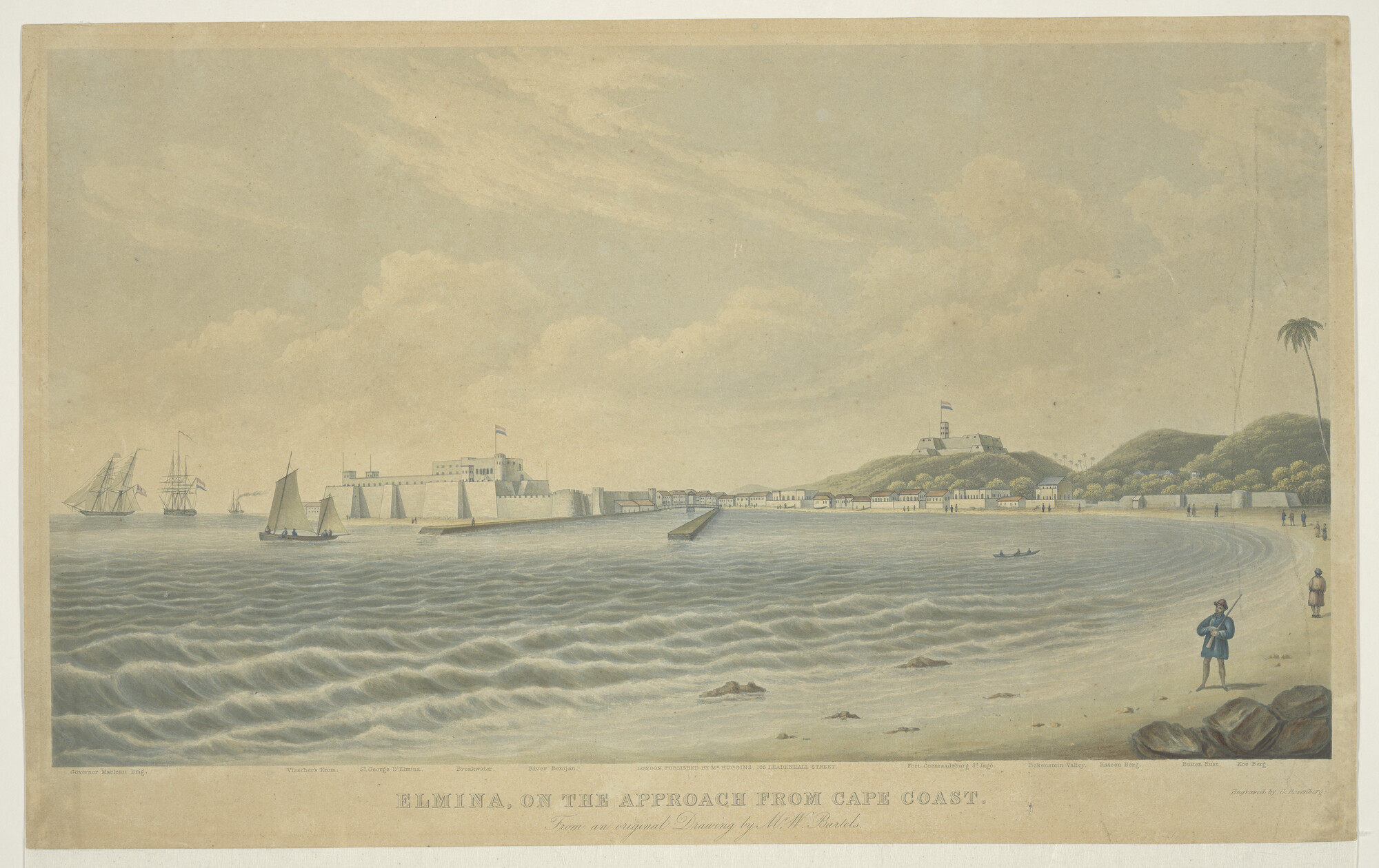 A.0503(04)1; Gezicht op Elmina aan de Afrikaanse westkust; prent
