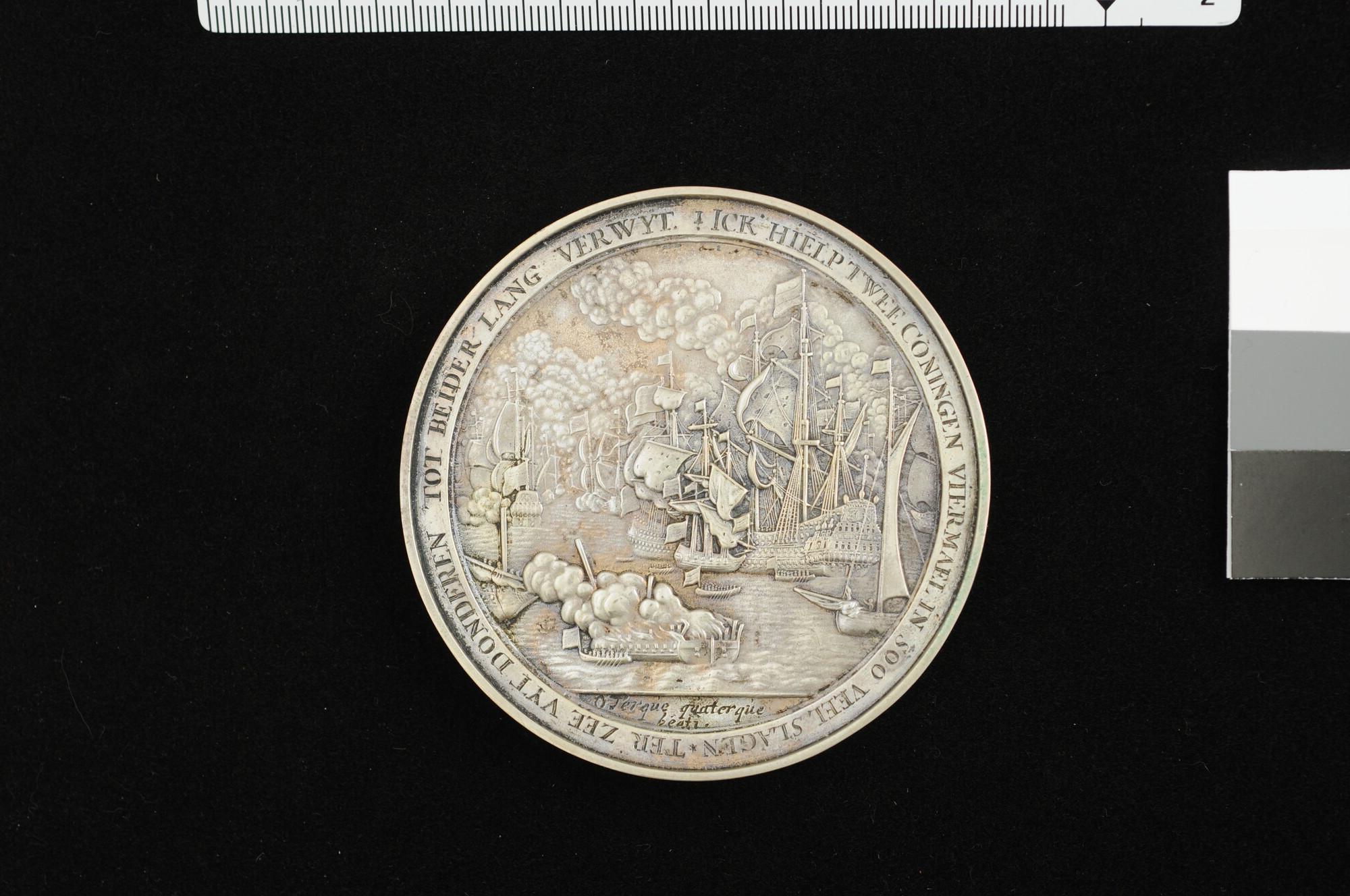S.0831; Penning op het sneuvelen van jonkheer David Sweerts tijdens de Slag bij Kijkduin, 1673; penning
