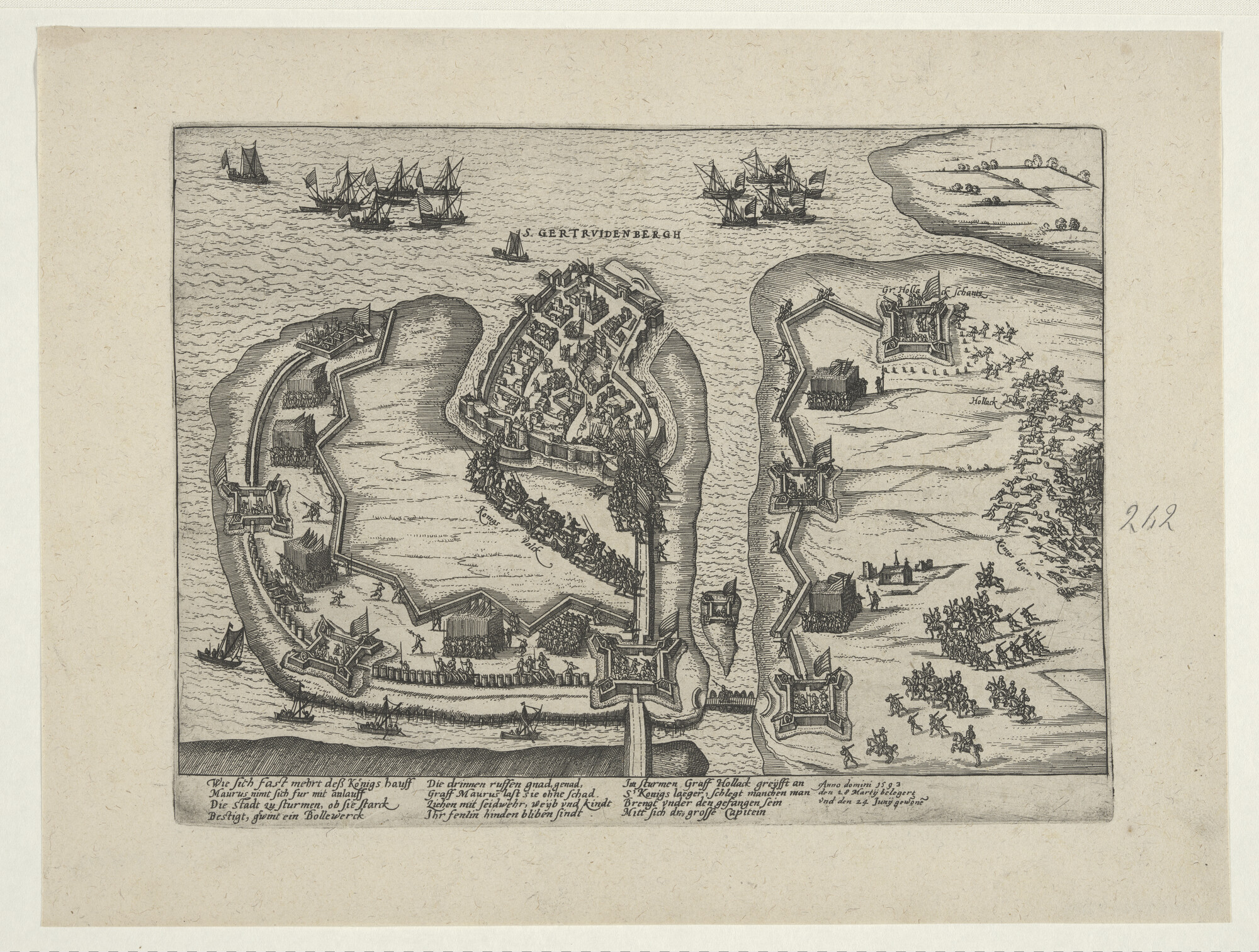 A.0145(027)304; Geertruidenberg door de Staten ingenomen, 24 juni 1593; prent