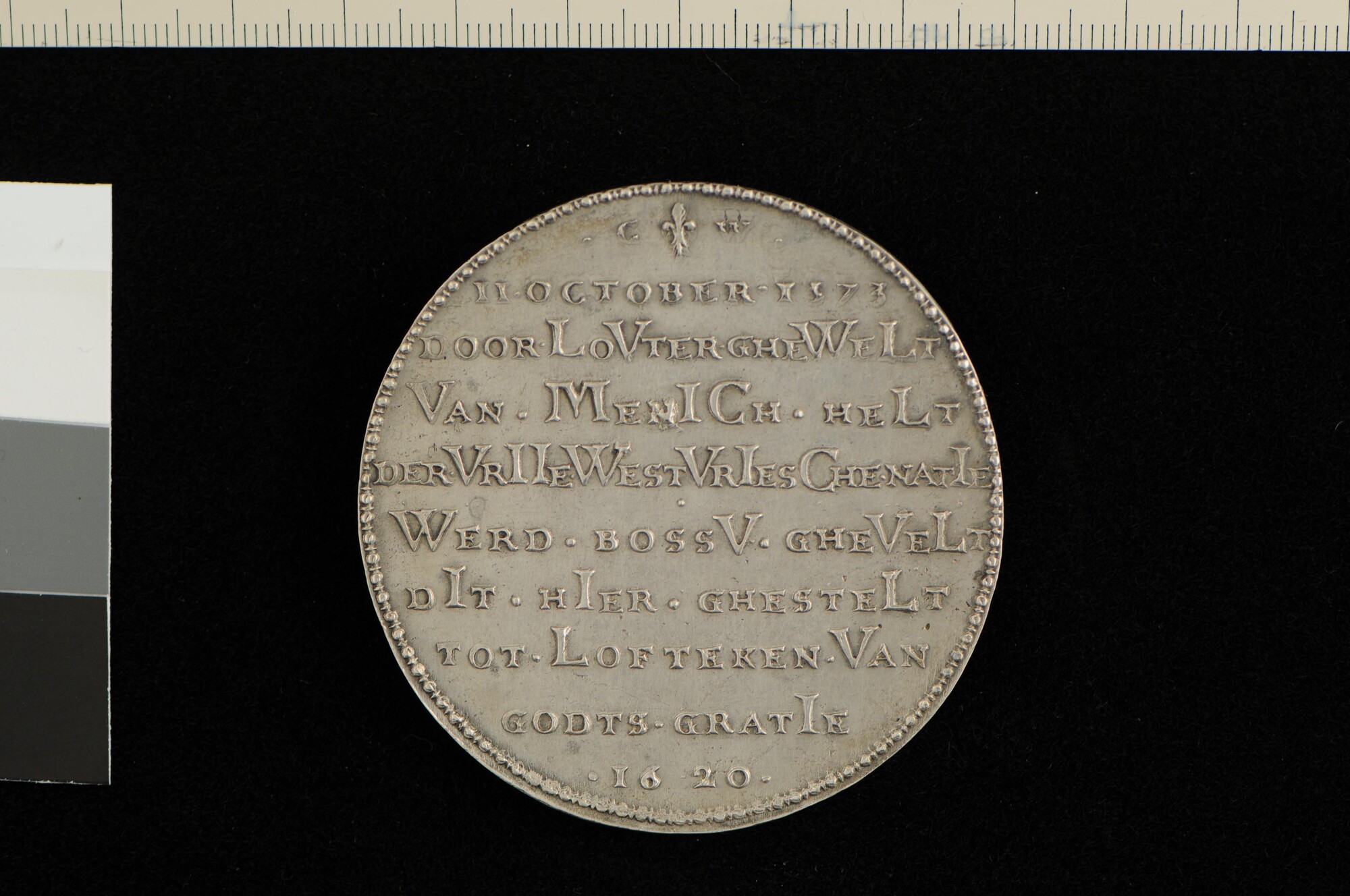A.0023(089); Penning geslagen op de nederlaag van de Spaanse admiraal Bossu op de Zuiderzee, 11 oktober 1573; penning