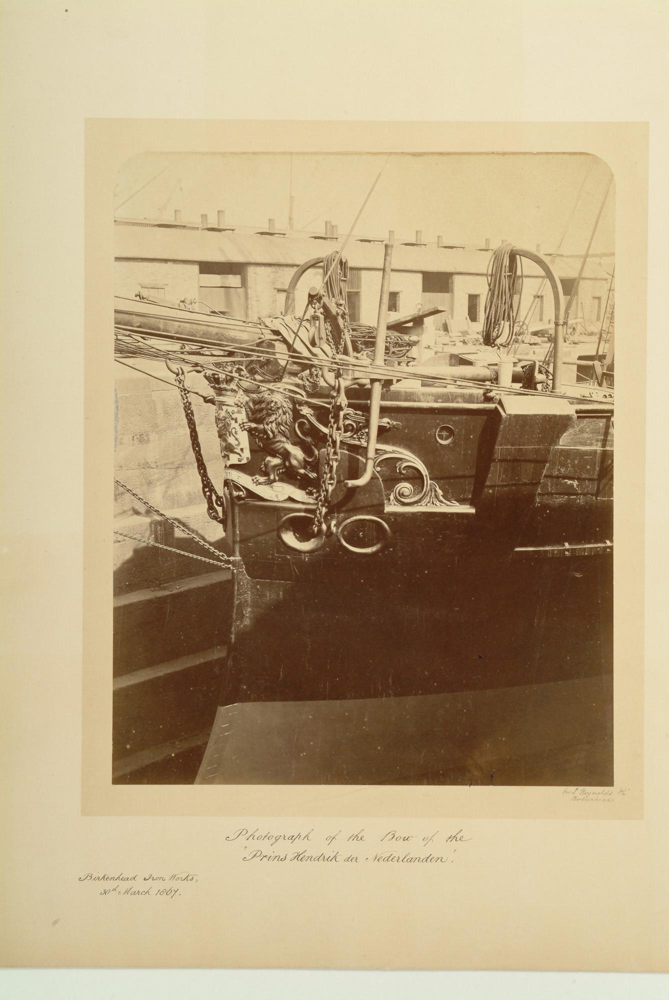 S.1857(c); Het ramtorenschip Zr.Ms. Prins Hendrik der Nederlanden in aanbouw bij Birkenhead Iron Works; foto
