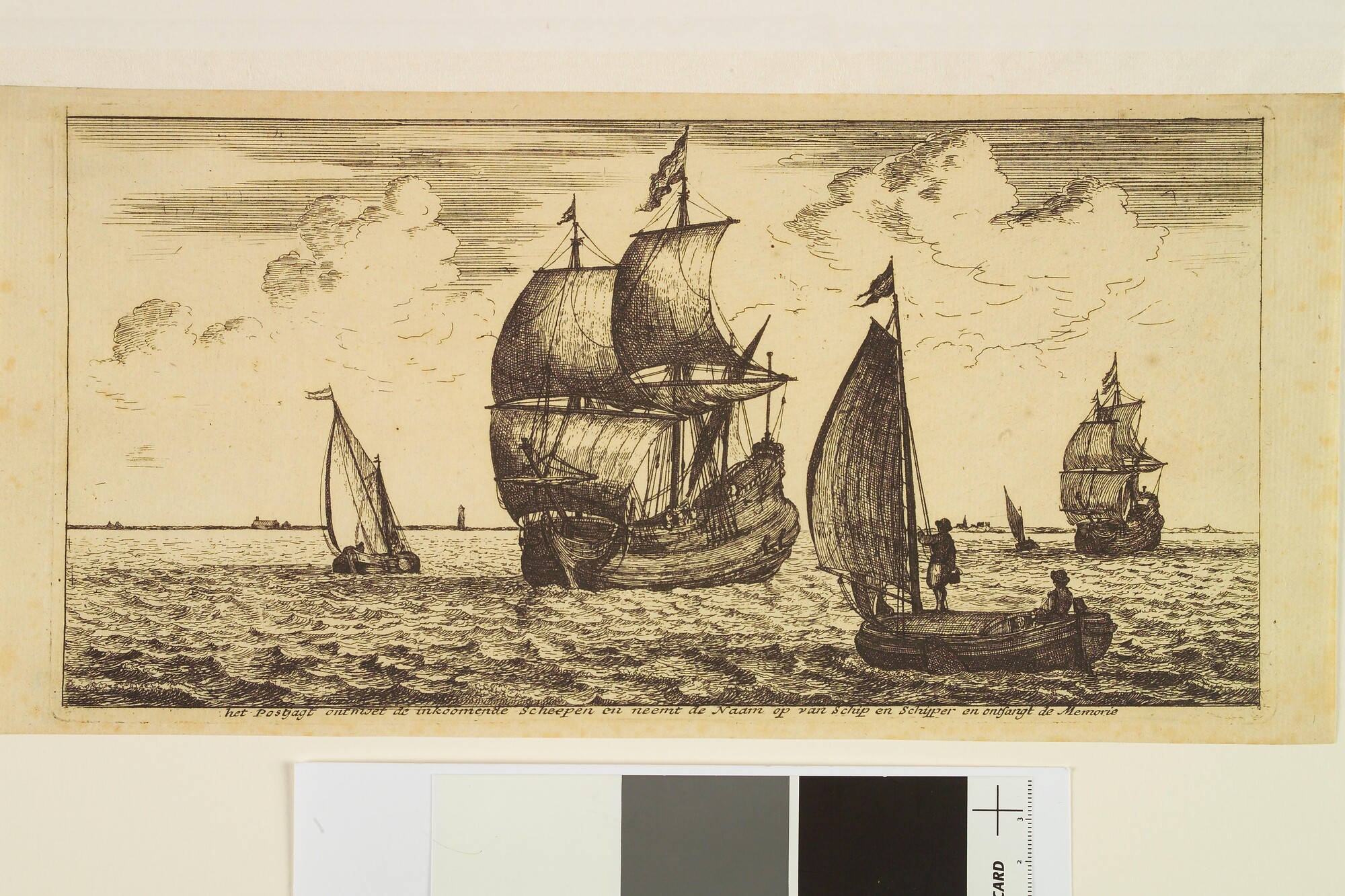 A.0149(0762); Prent, behorende bij de Postkaart van de Maasmond van Jacob Quacq; prent