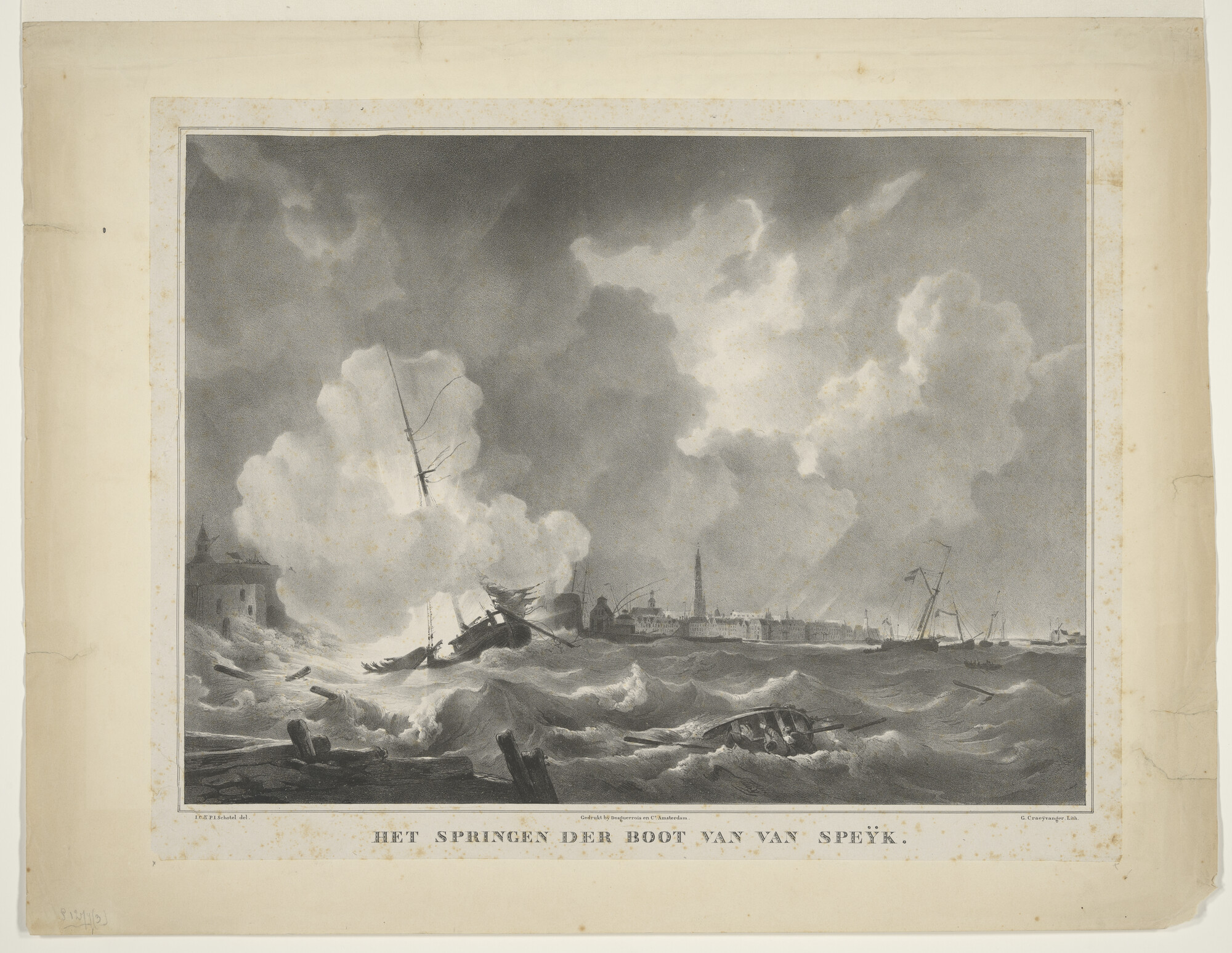 S.1277(03)5c3; Het ontploffen van de kanonneerboot van J.C. van Speyk, 1831; prent