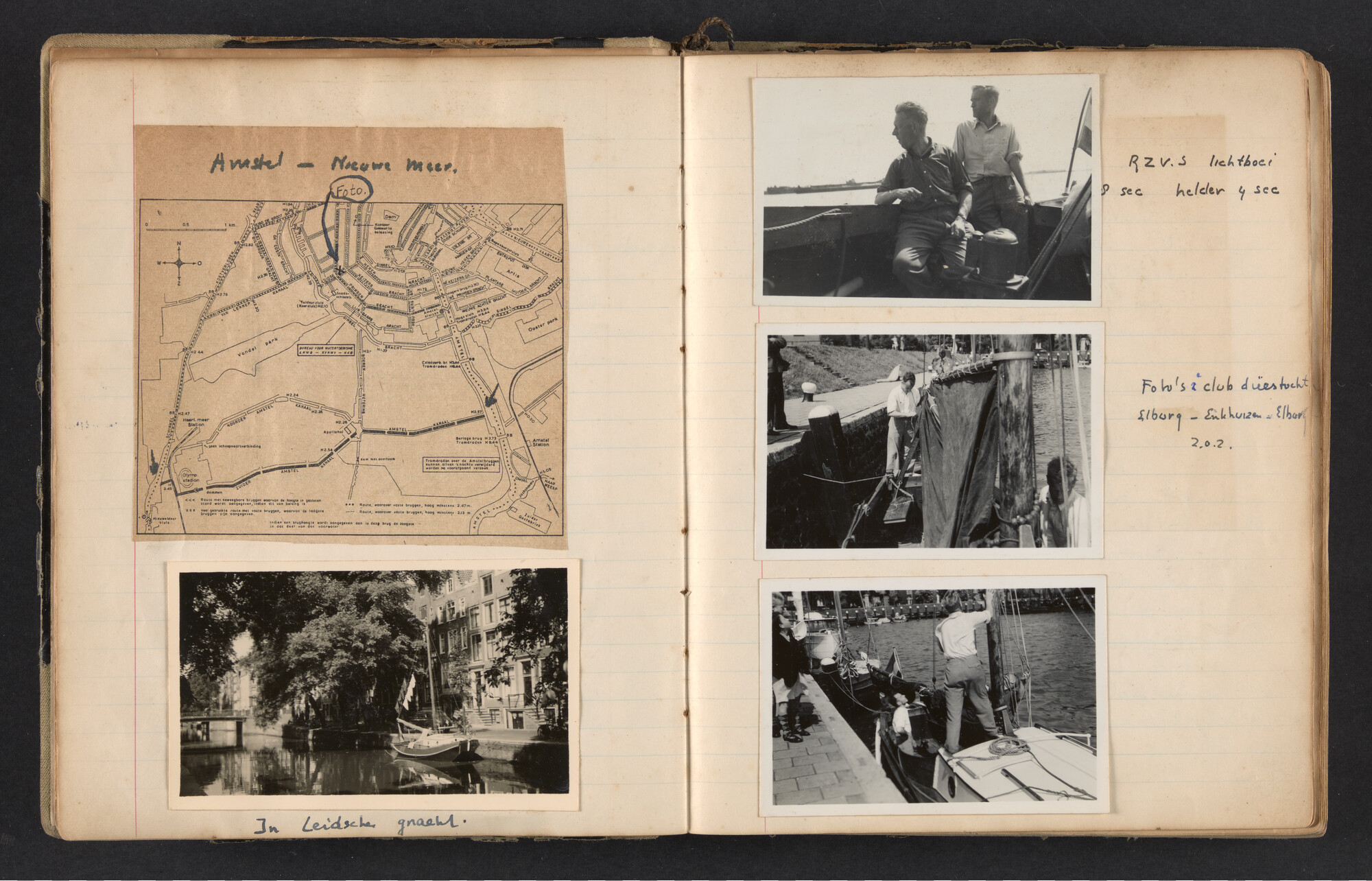 2017.0791; Logboek c.q. fotoalbum van reizen met zeeschouw Grutto in Nederland, 1952-1954; logboek