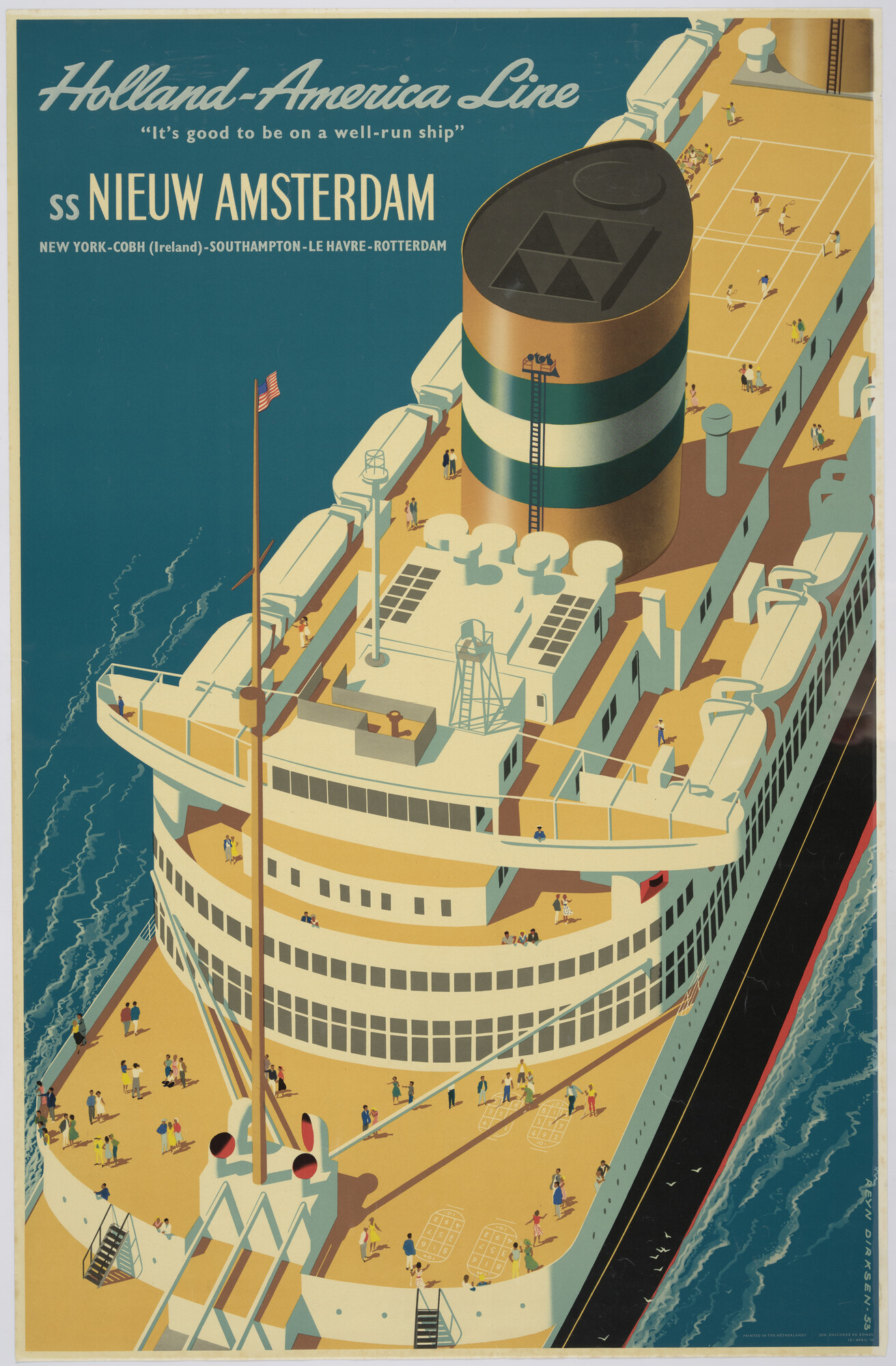 1989.0125; Het passagiersschip ss. 'Nieuw Amsterdam' van de Holland-Amerika Lijn; affiche