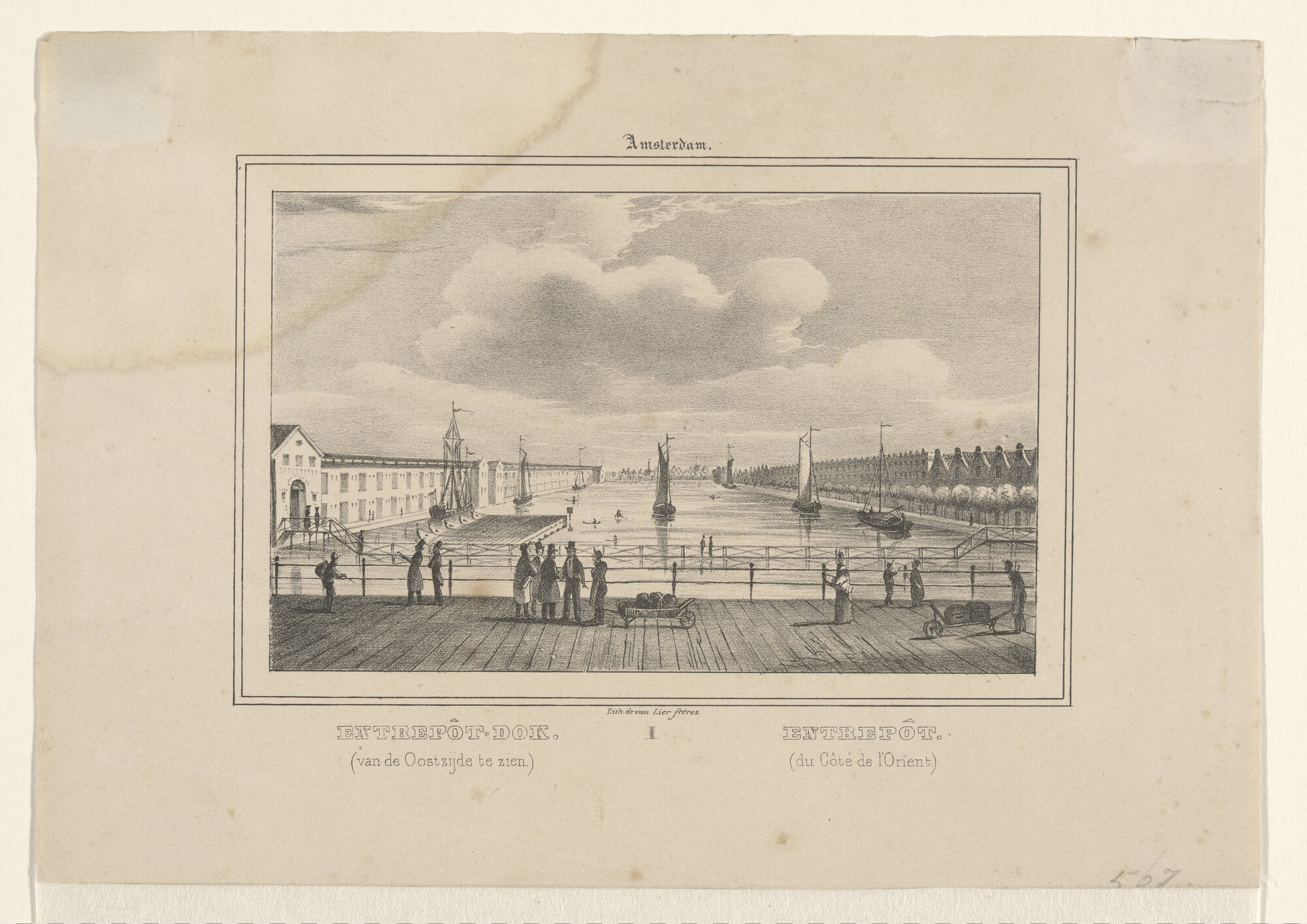 A.0356(50)2; Gezicht op het Entrepotdok te Amsterdam; prent