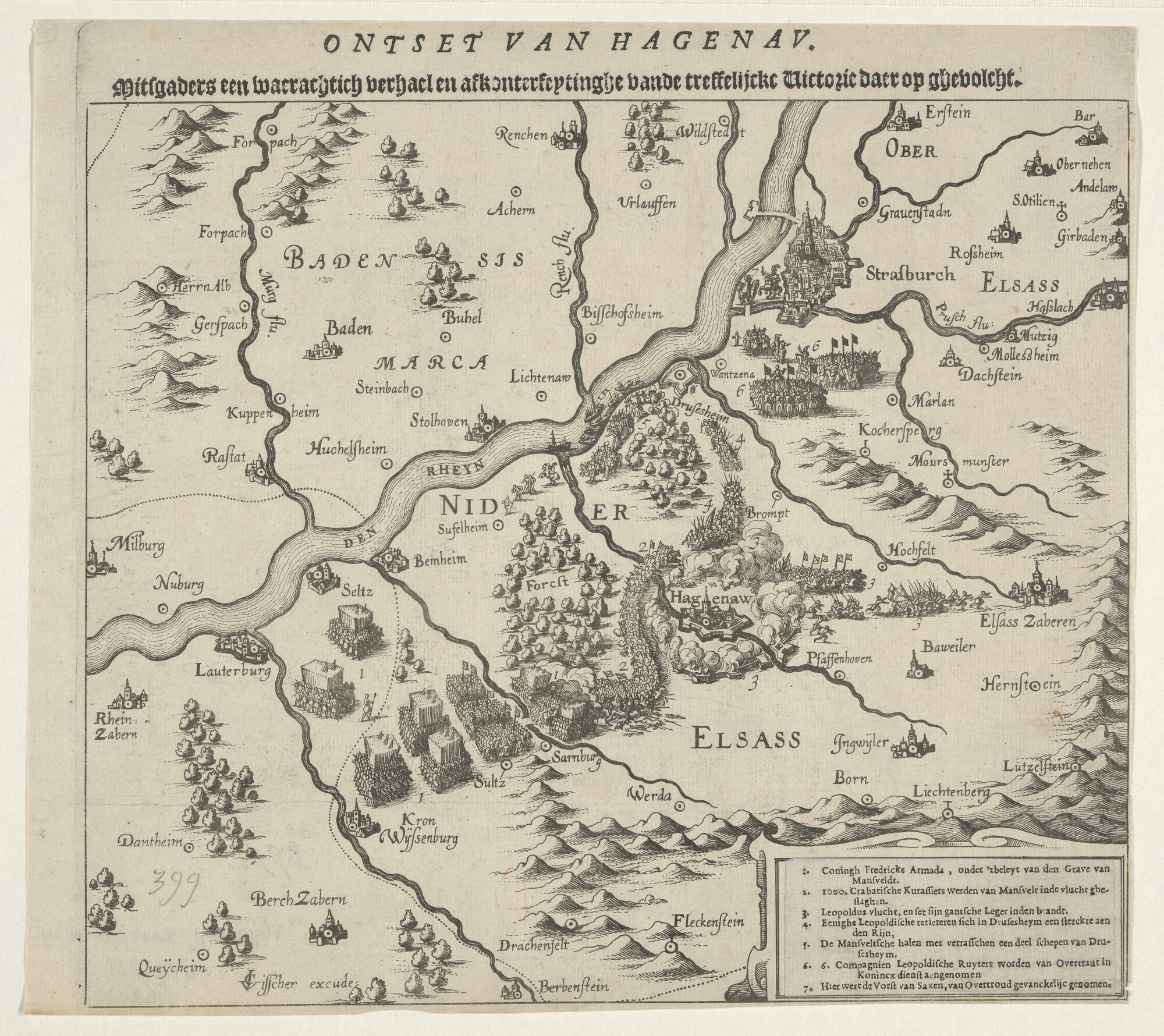 A.0145(027)423; Ontzet door Frederik van de Palts van de stad Hagenau in de Elzas; prent