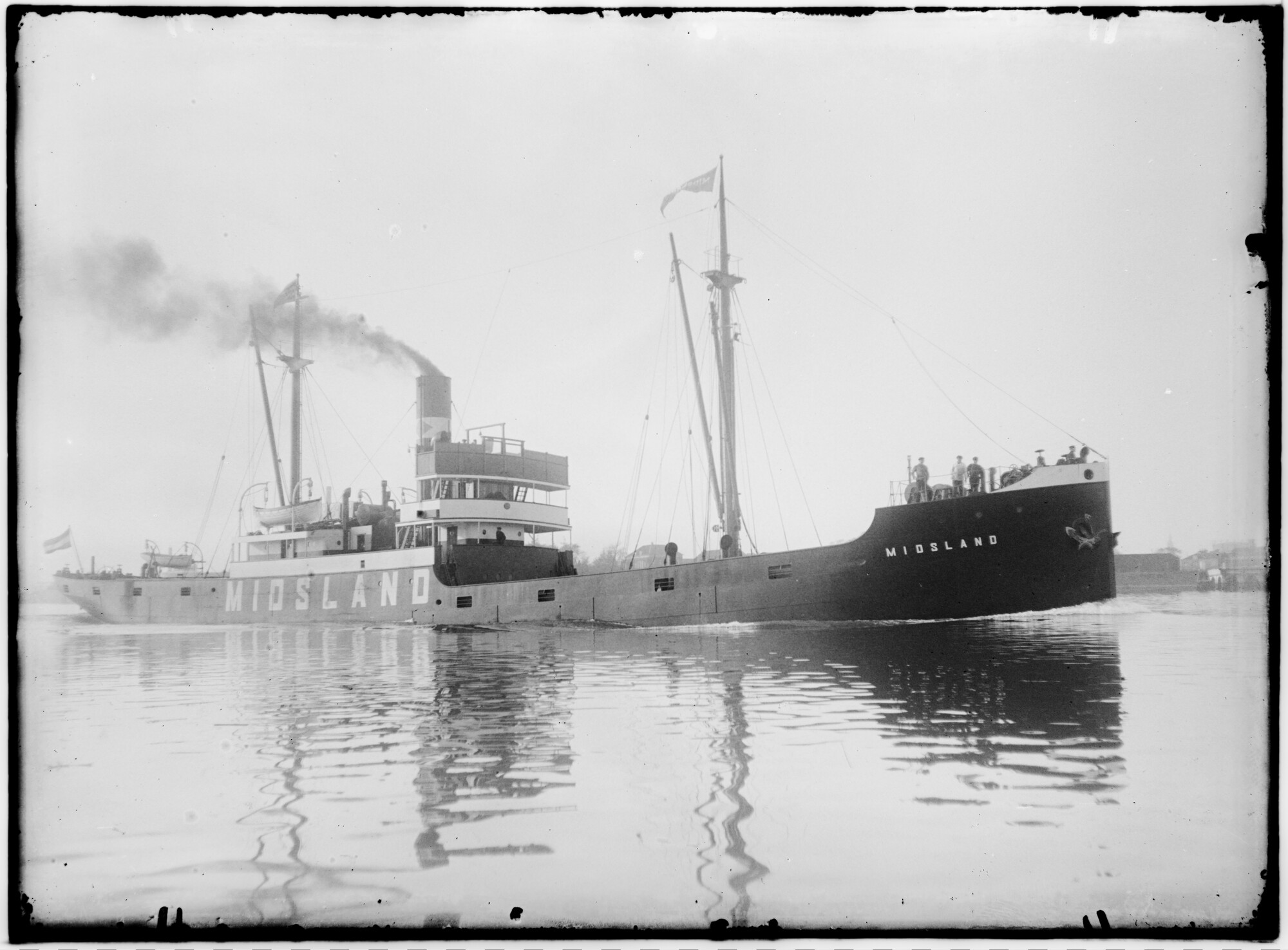 2018.1421; Glasnegatief van het vrachtschip Midsland (Nederlands, 1915); glasnegatief