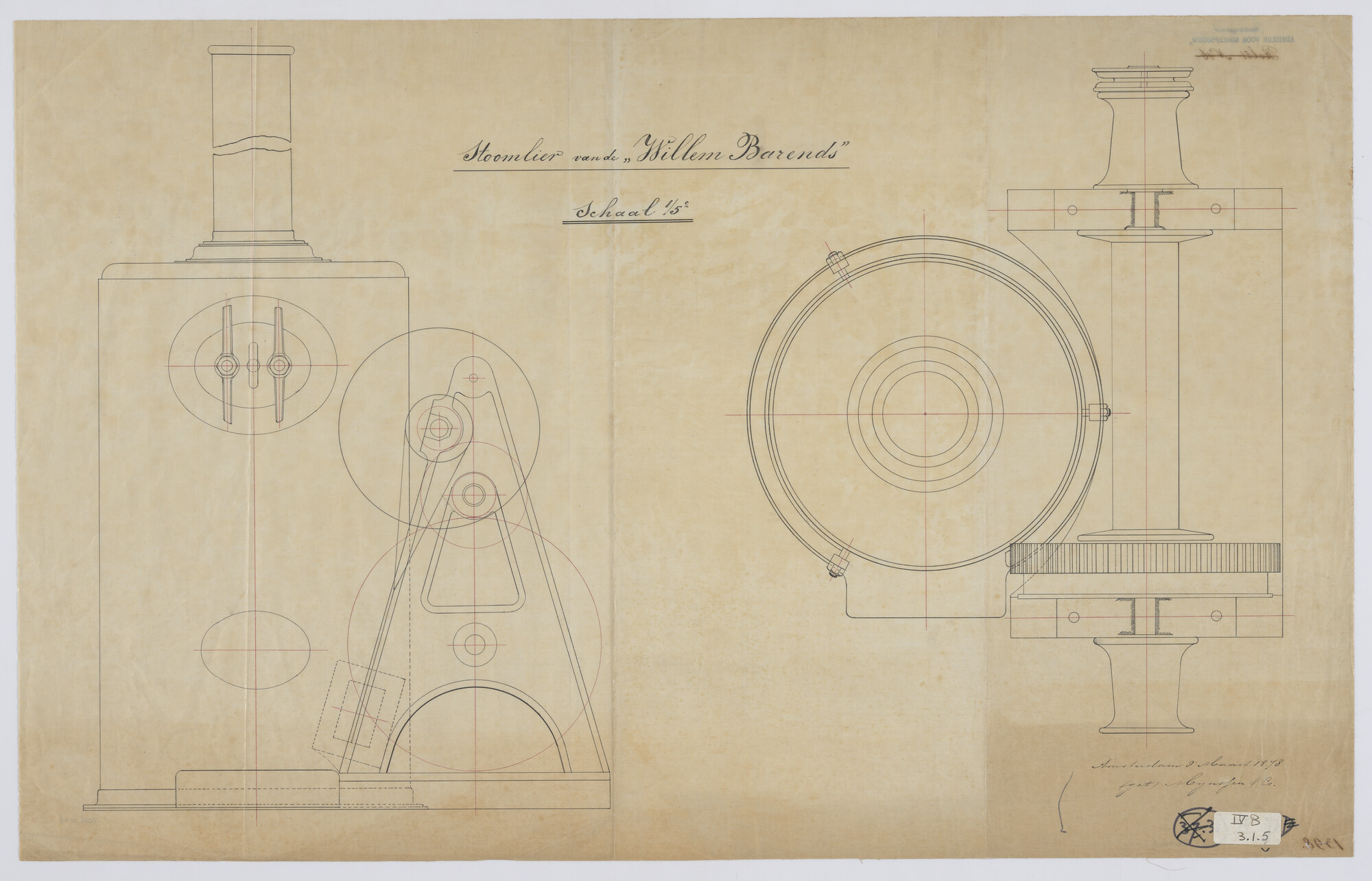2016.0146; Stoomlier van de schoener Willem Barents; technische tekening