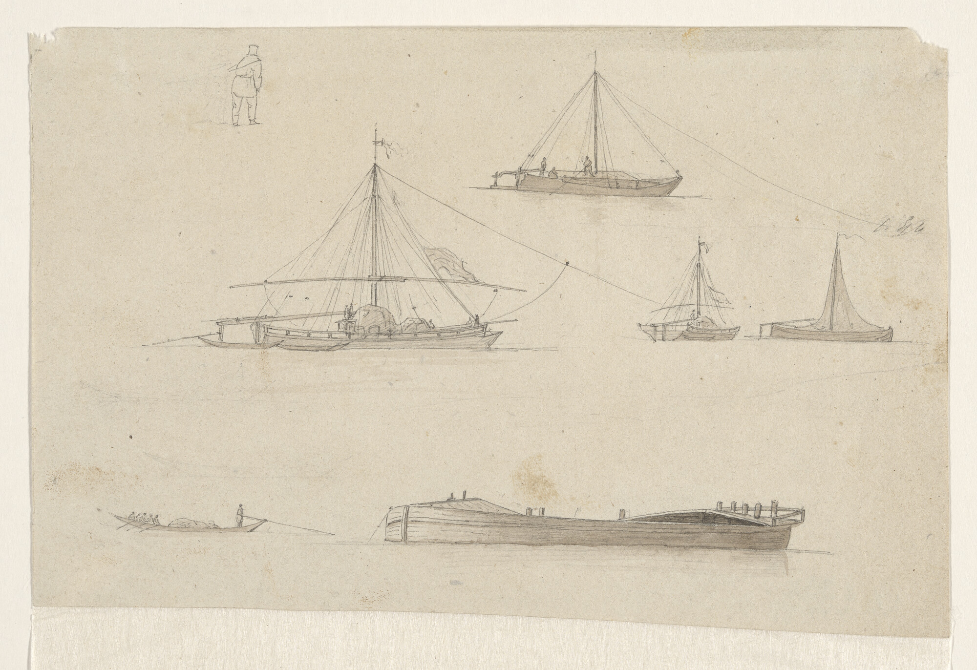 A.2330(26); Tekening van Russische trekschuiten; tekening
