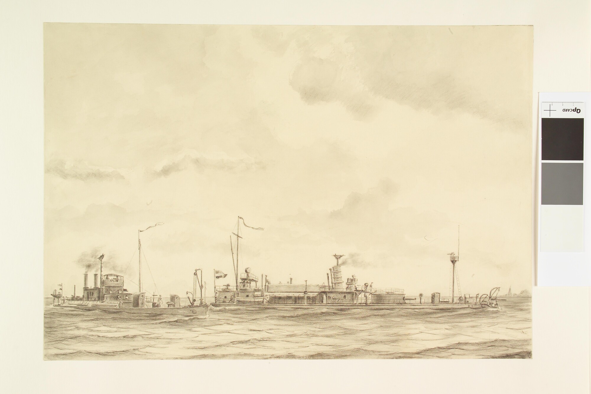 S.1187(05); Riviervaartuig Zr.Ms. 'Rhenus' en rammonitor Zr.Ms. 'Luipaard'; tekening