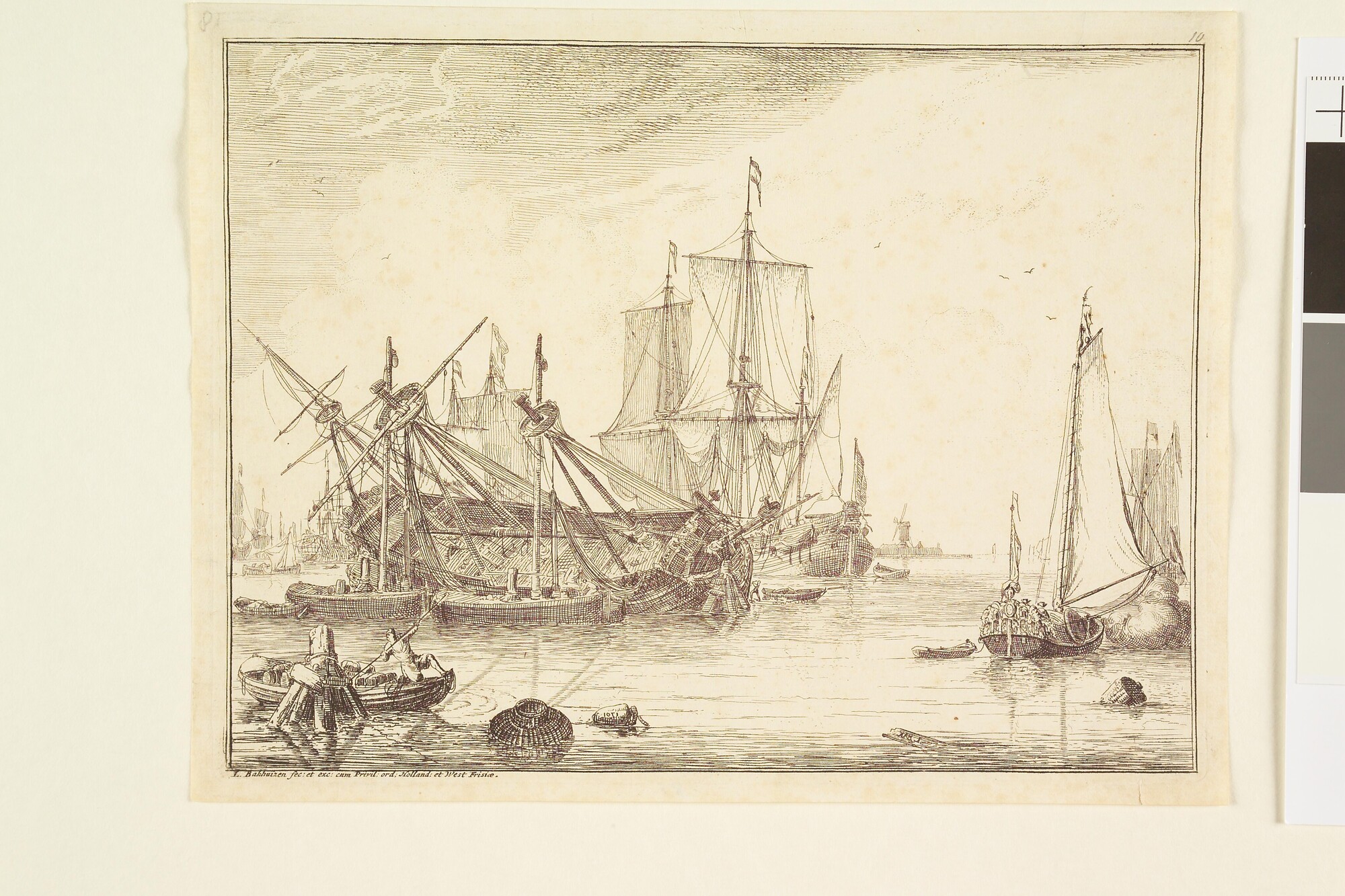 A.0149(0049); Uit de serie D'Y Stroom en Zeegezichten: Kielen van een schip; prent