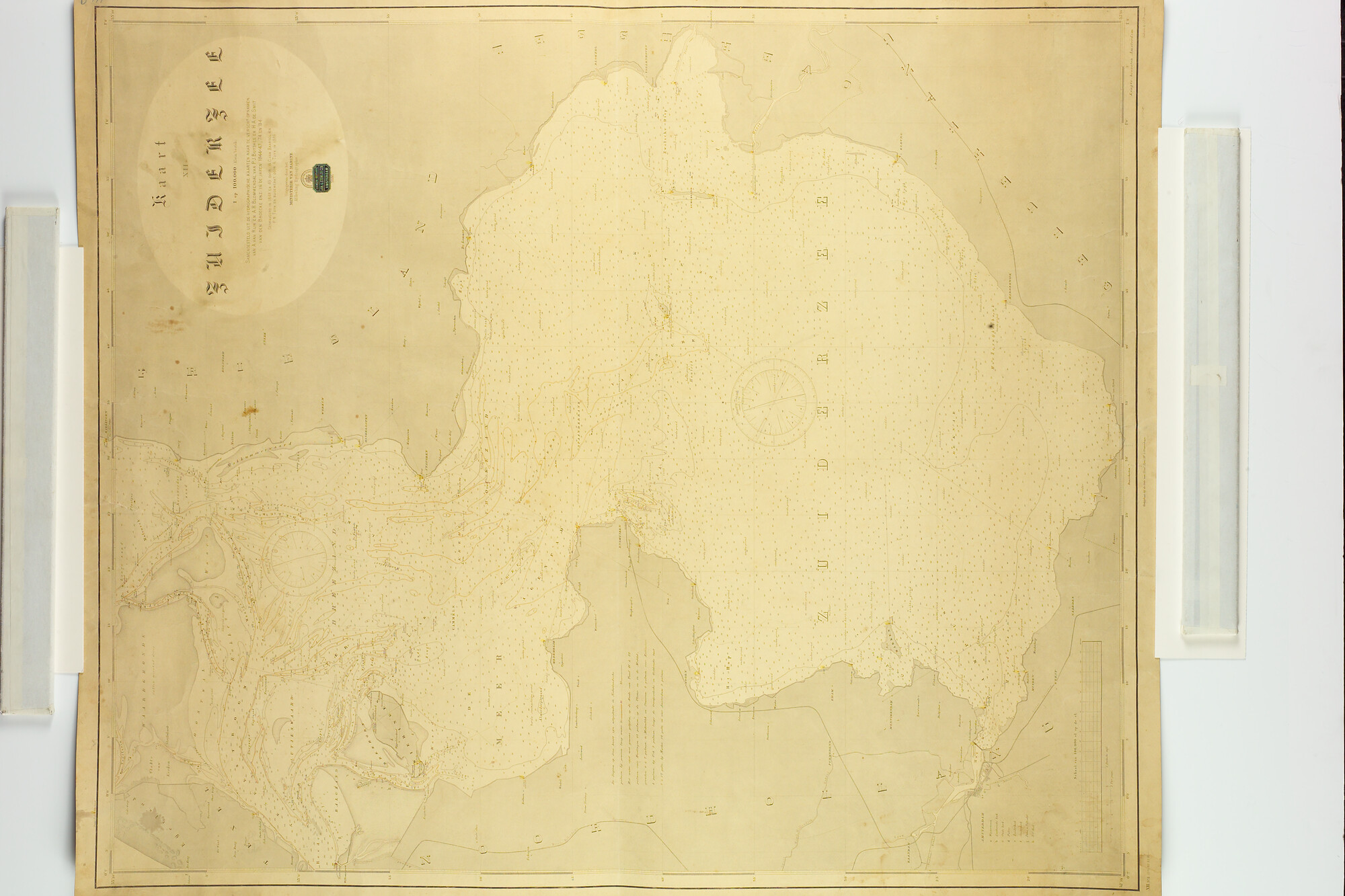 A.5163(01); Kaart van de Zuiderzee door A. van Rhijn, A.R. Blommendal, P.J. Buyskes en H.A. de Smit v d Broecke, 1844-47 & 84; zeekaart