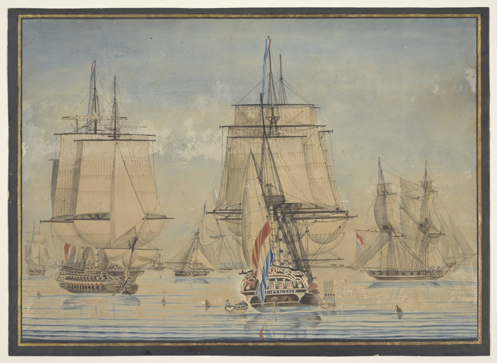 S.2339; Het fregatschip Zr.Ms. 'Prins Frederik'; tekening
