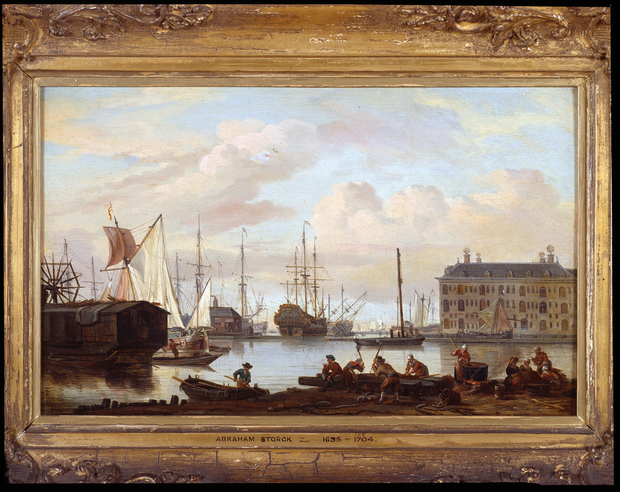 A.3135(01); Het 's Lands Zeemagazijn en omgeving te Amsterdam, gezien vanaf de Buitenkant; schilderij